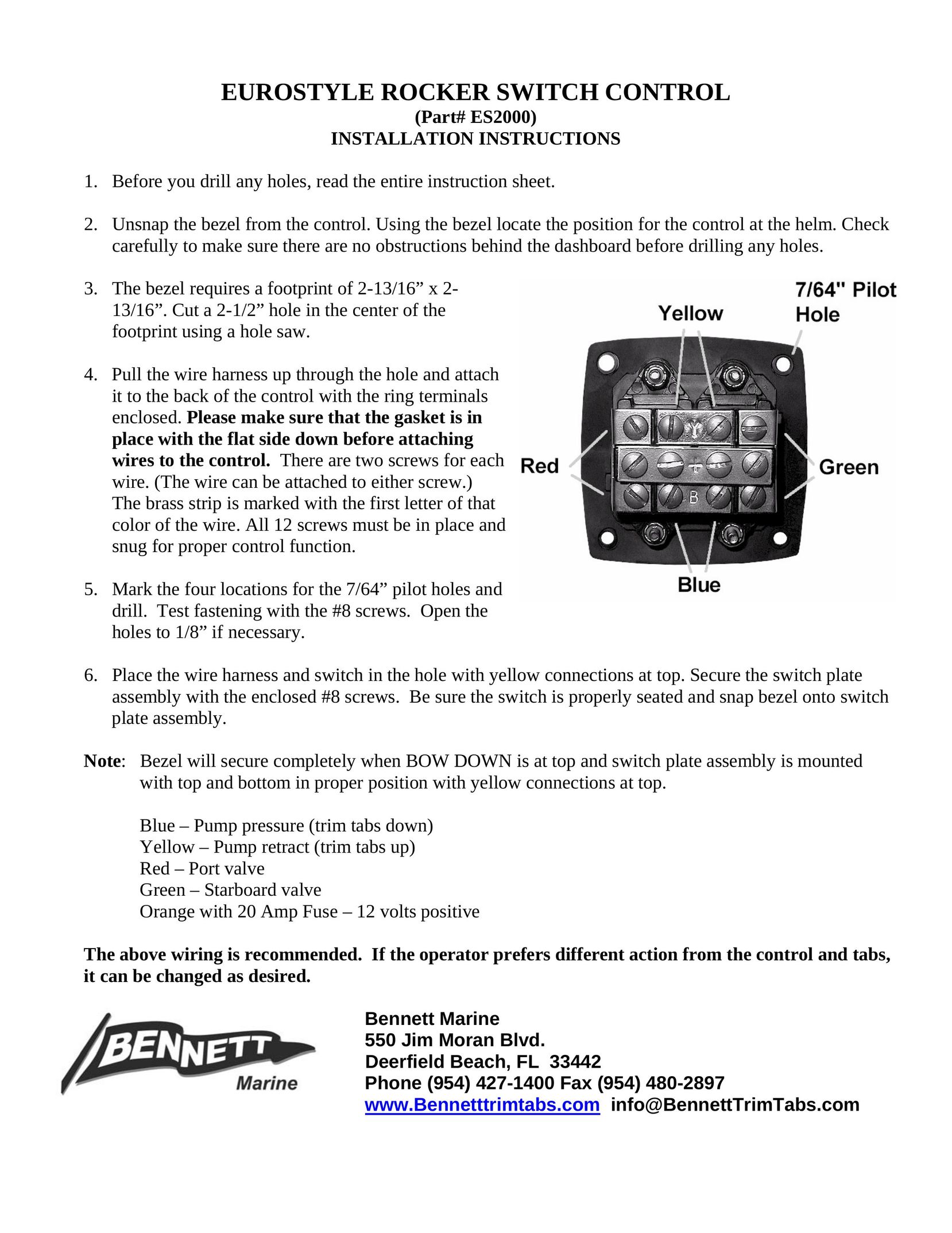 Bennett Marine ES2000 Switch User Manual