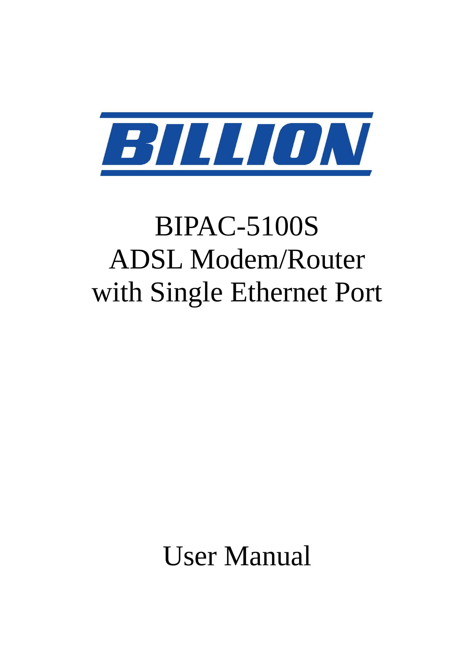 Billion Electric Company BIPAC-5100S Switch User Manual