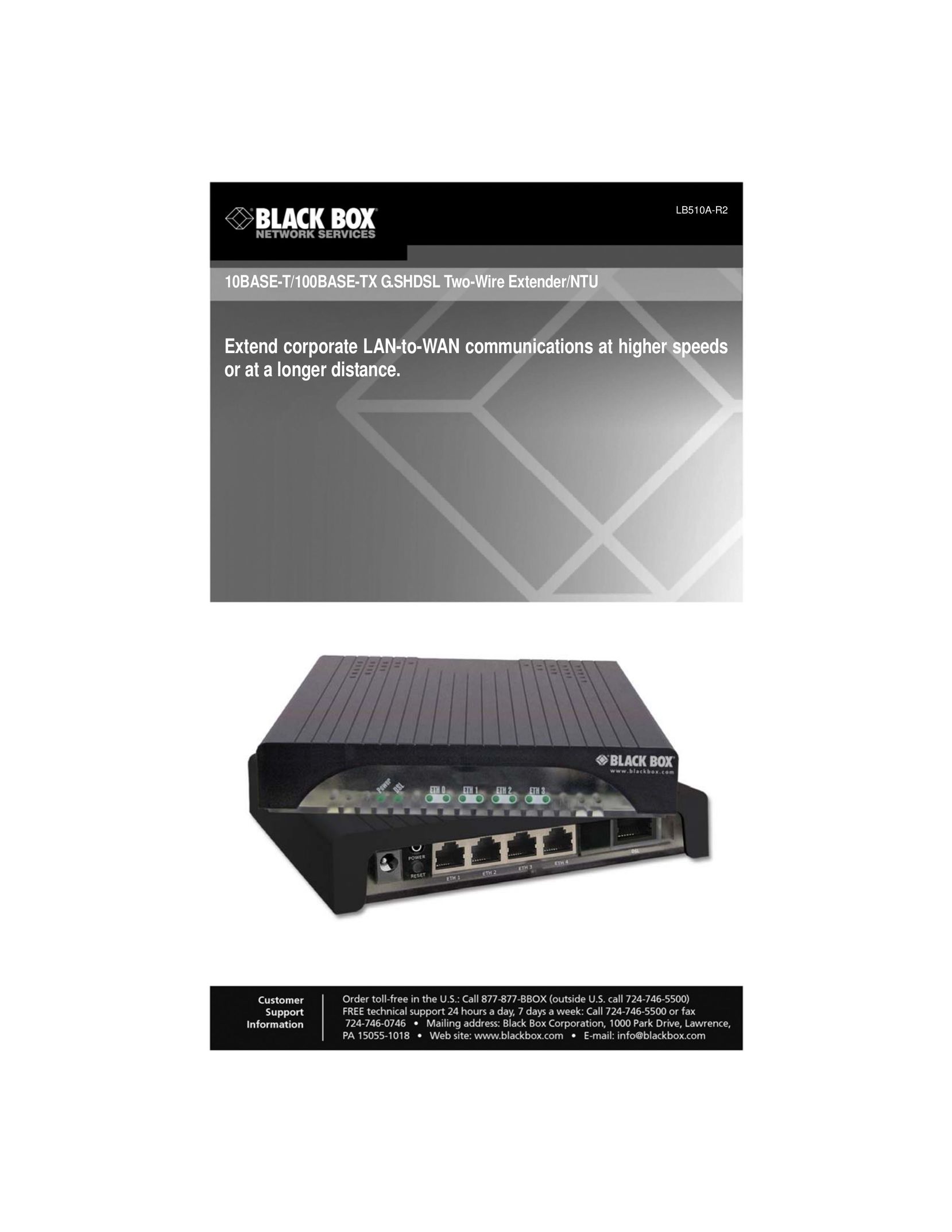 Black Box 10BASE-T/100BASE-TX G.SHDSL Two-Wire Extender/NTU Switch User Manual