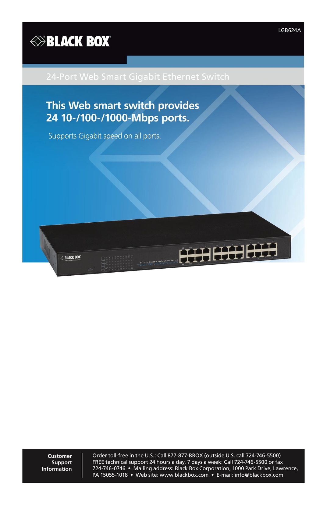 Black Box 24-Port Web Smart Gigabit Ethernet Switch Switch User Manual