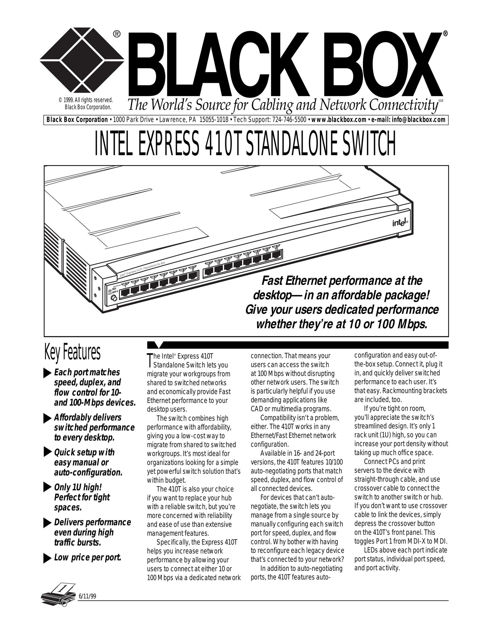 Black Box 410T Switch User Manual