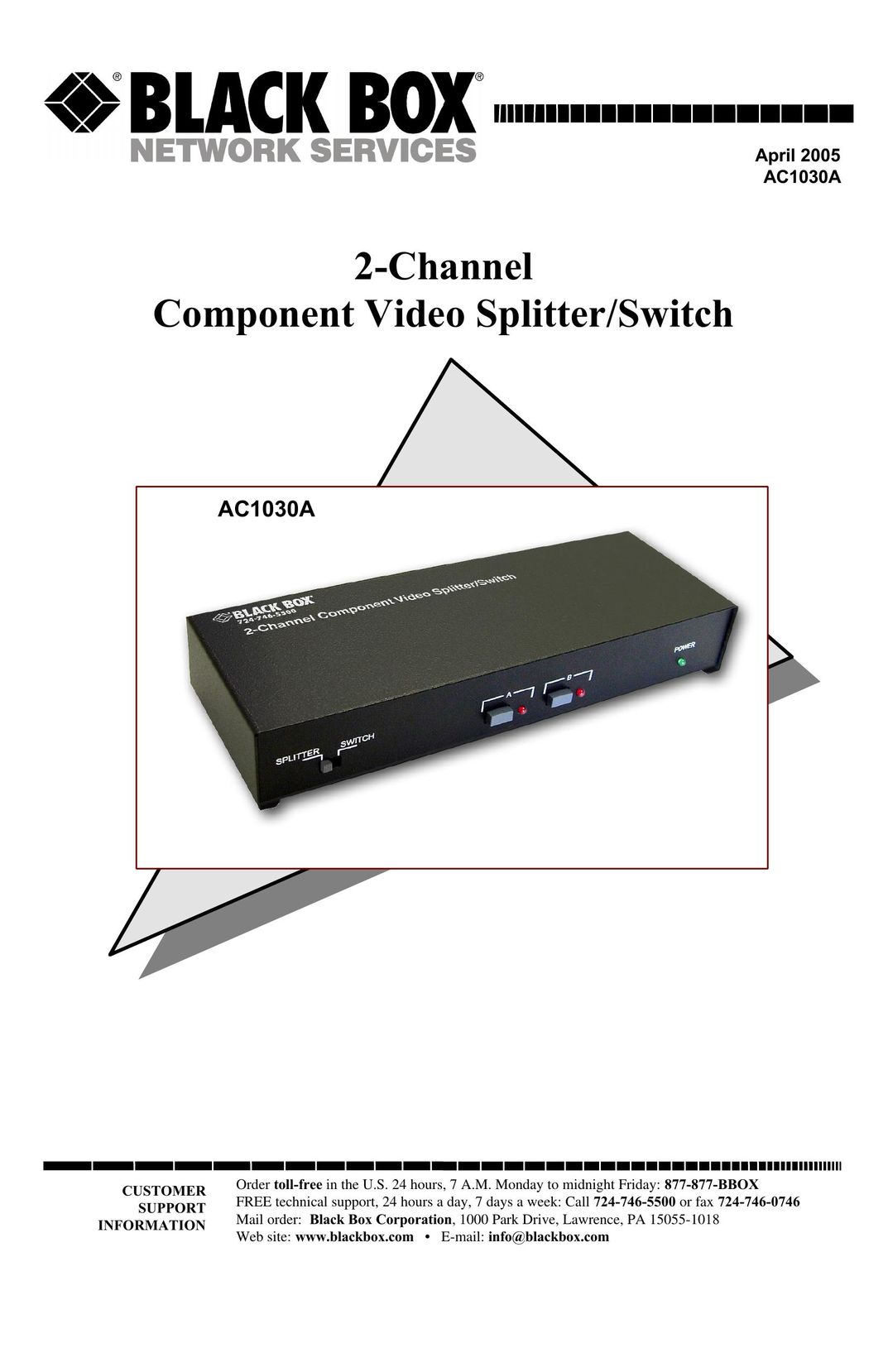 Black Box AC1030A Switch User Manual