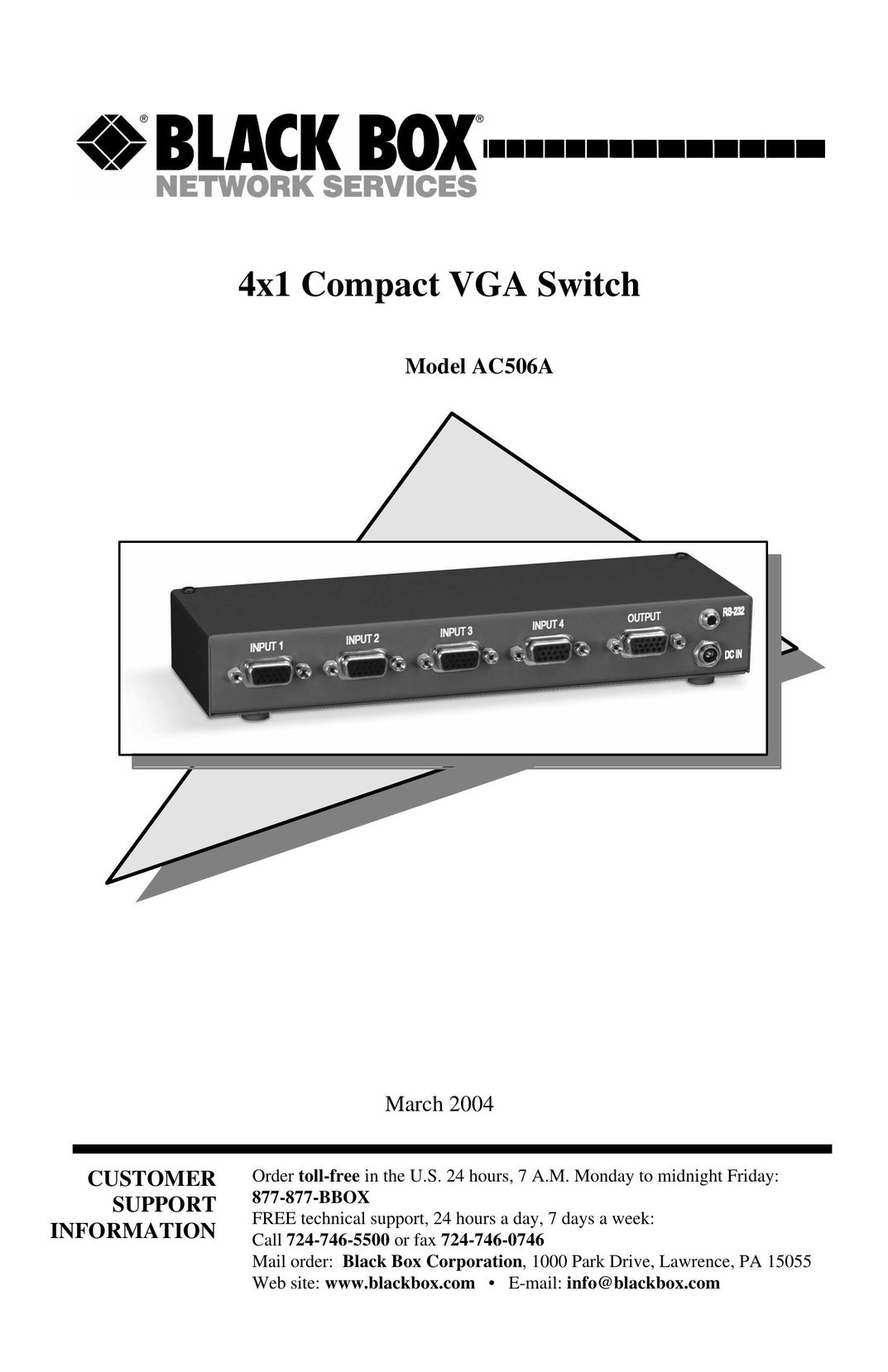 Black Box AC506A Switch User Manual