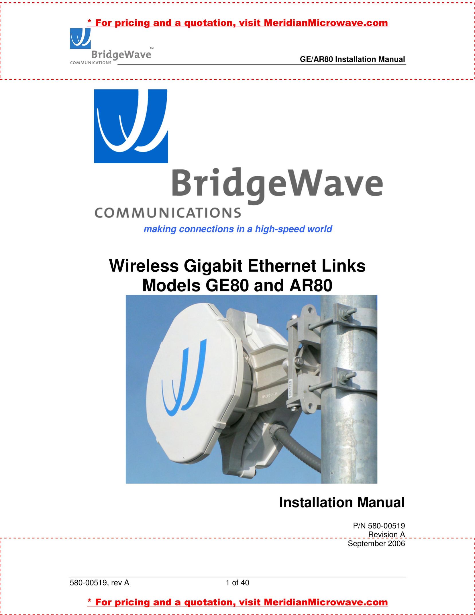 BridgeWave AR80 Switch User Manual