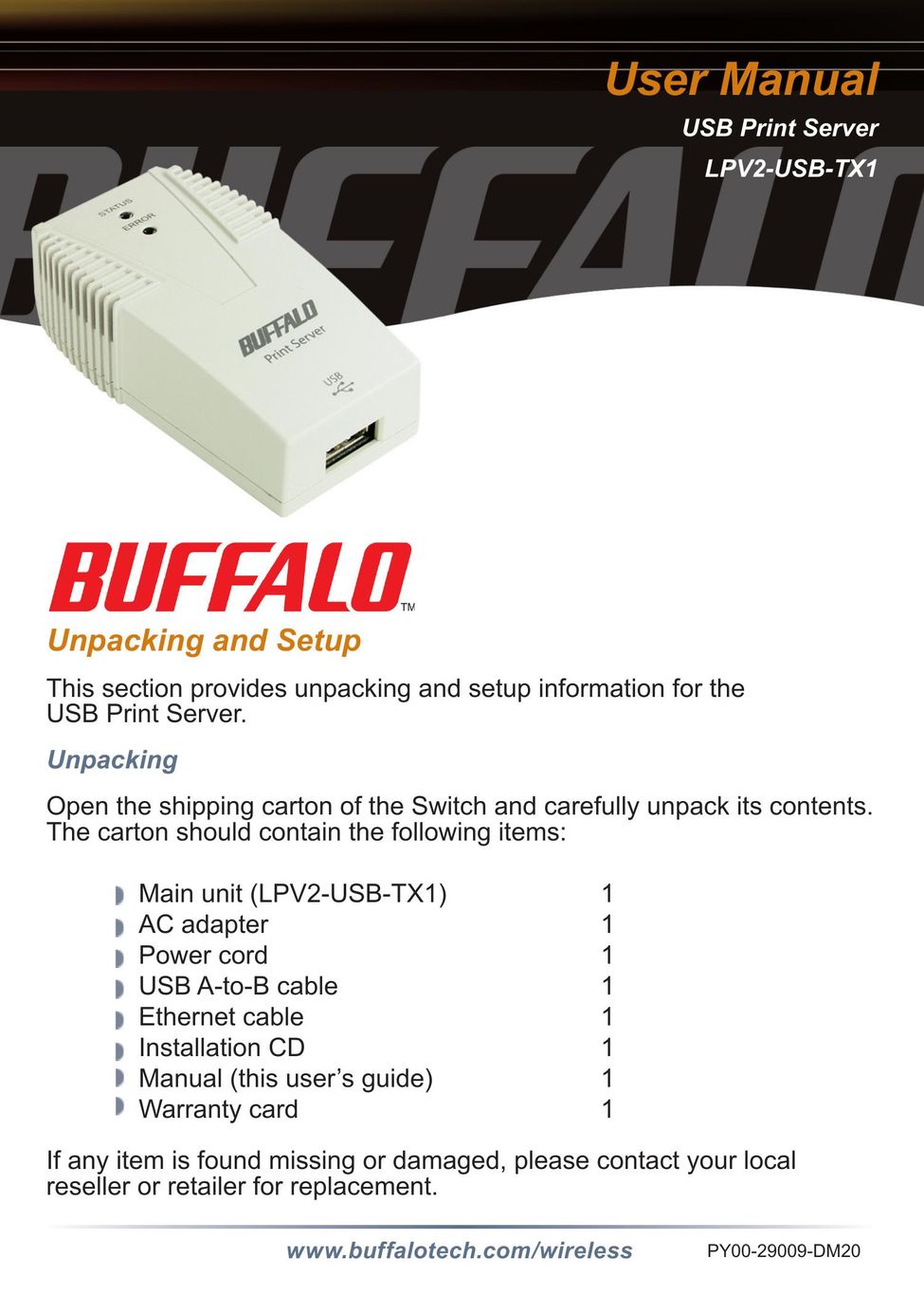 Buffalo Technology LPV2-USB-TX1 Switch User Manual