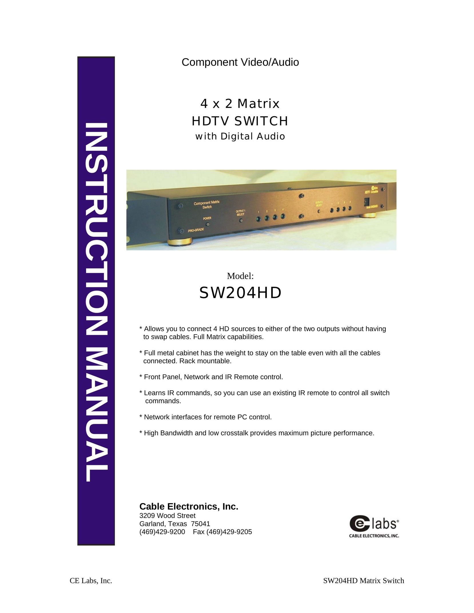 Cable Electronics SW204HD Switch User Manual