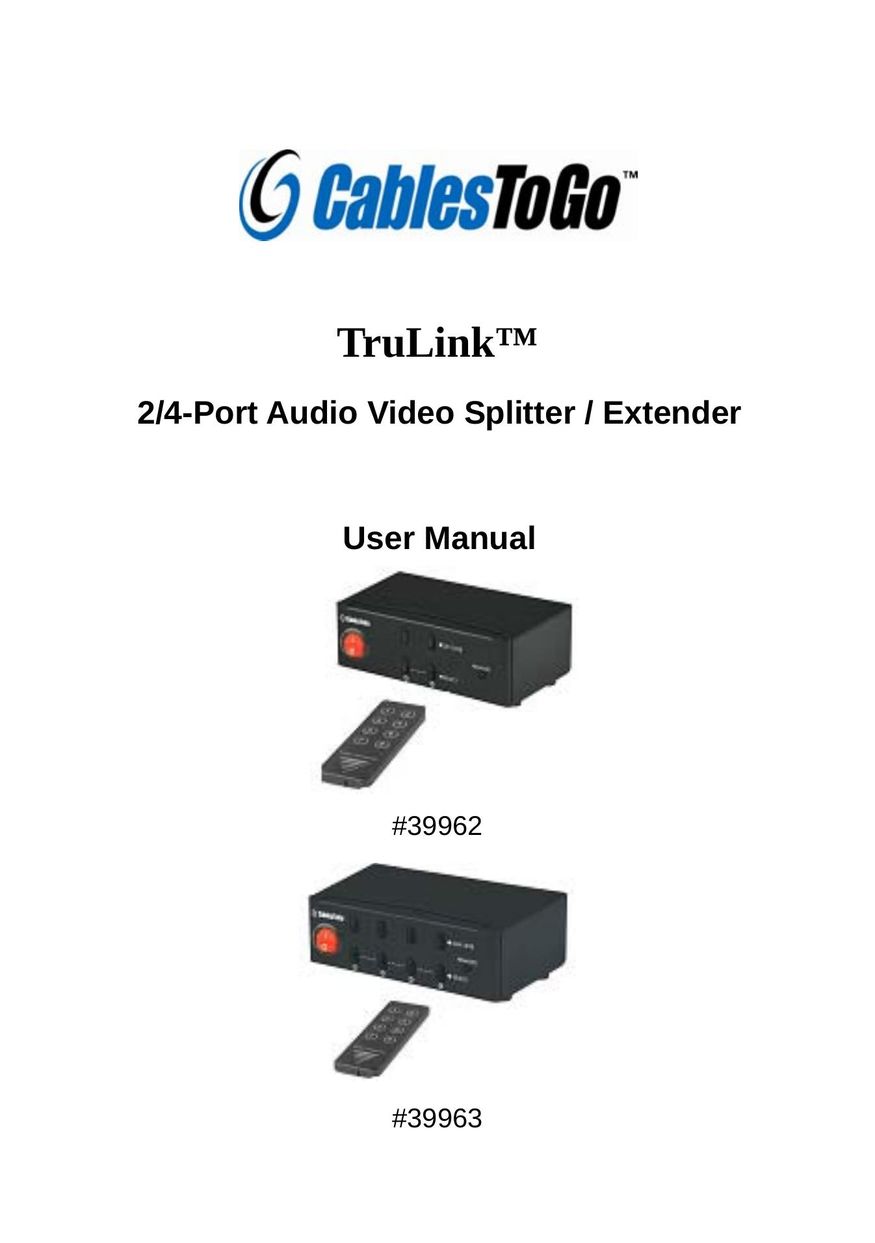 Cables to Go 39962 Switch User Manual