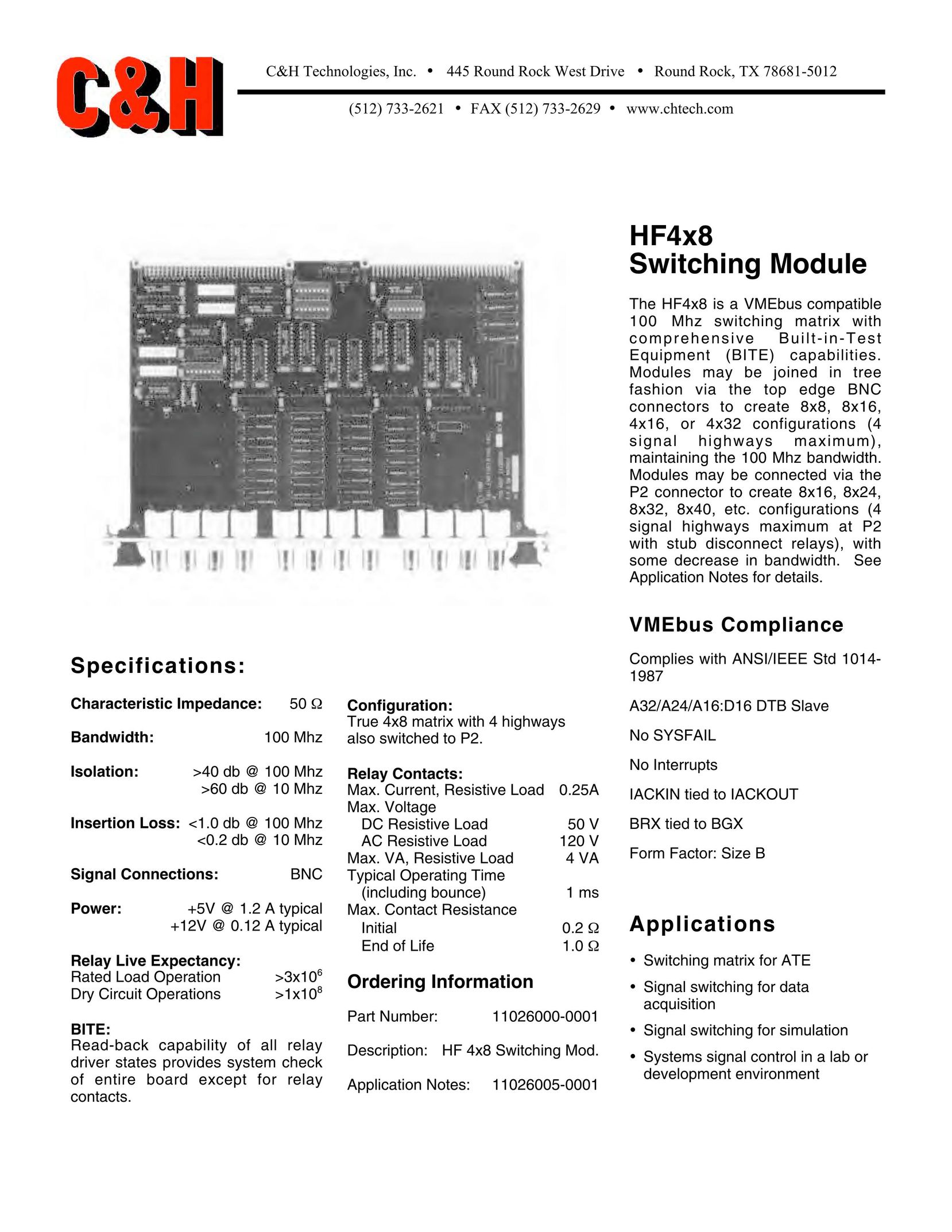 CH Tech HF4x8 Switch User Manual