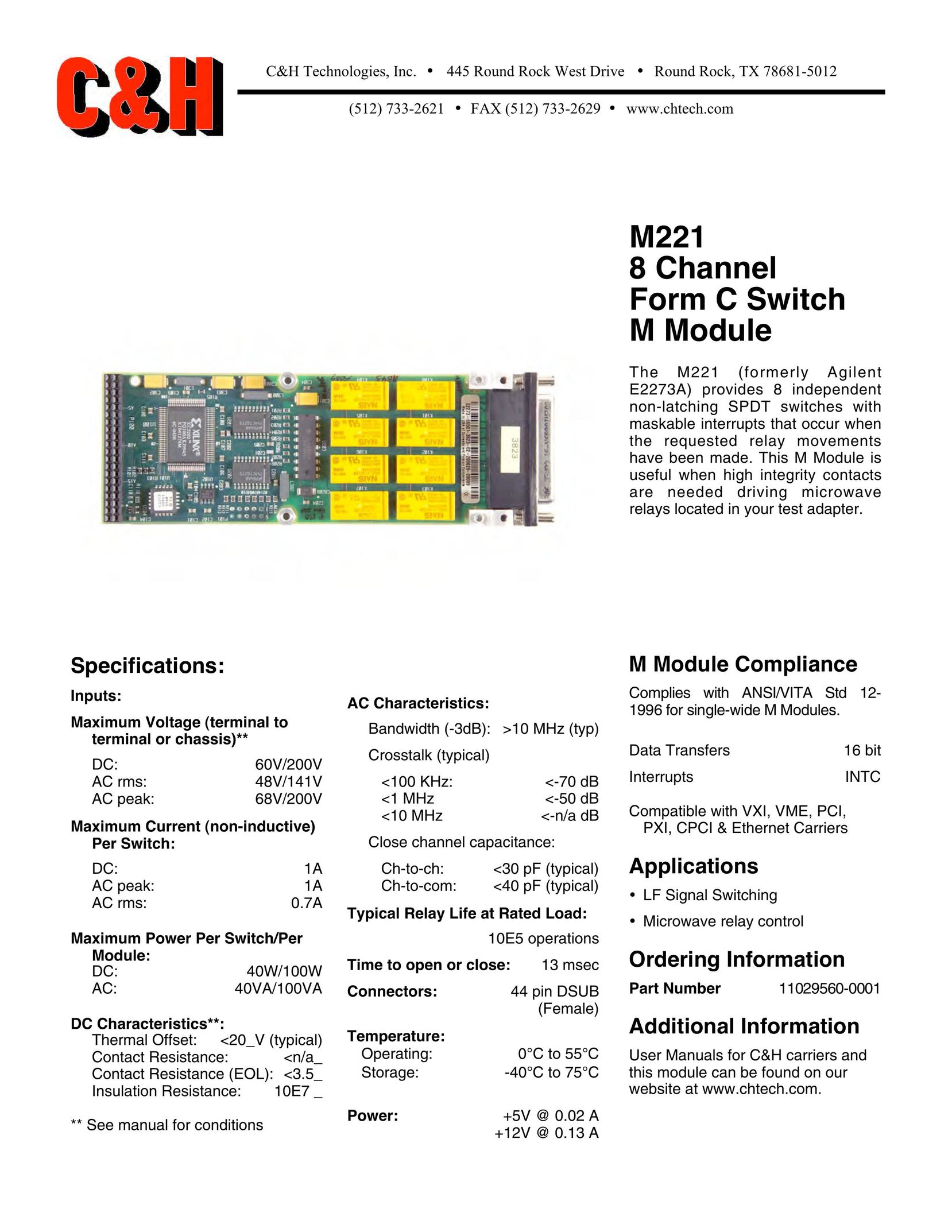 CH Tech M221 Switch User Manual