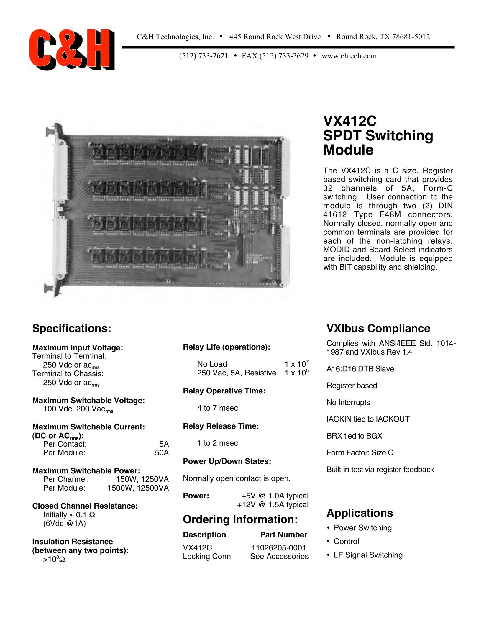 CH Tech VX412C Switch User Manual