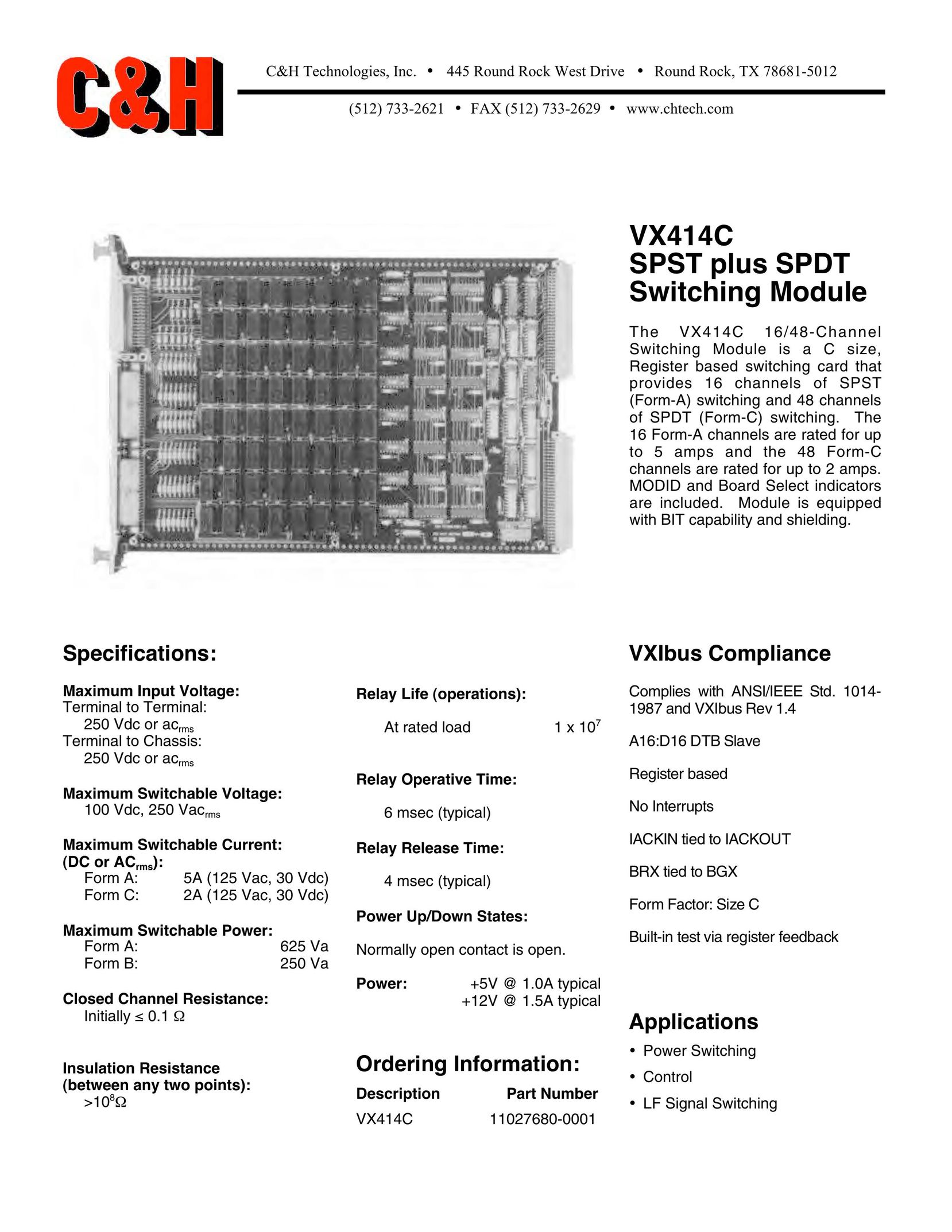 CH Tech VX414C Switch User Manual