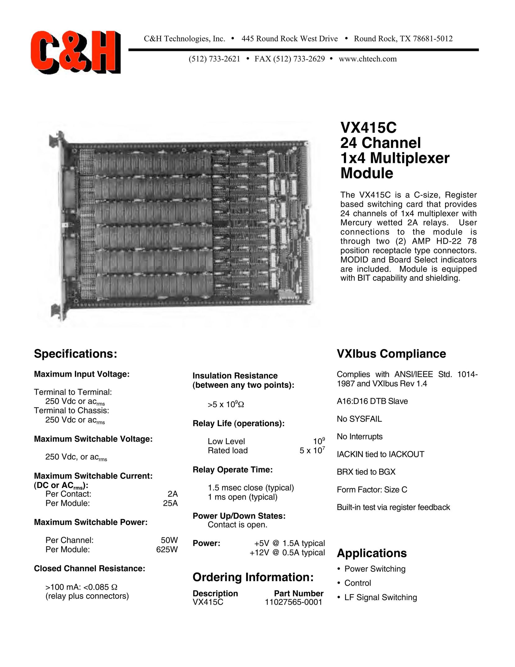 CH Tech VX415C Switch User Manual