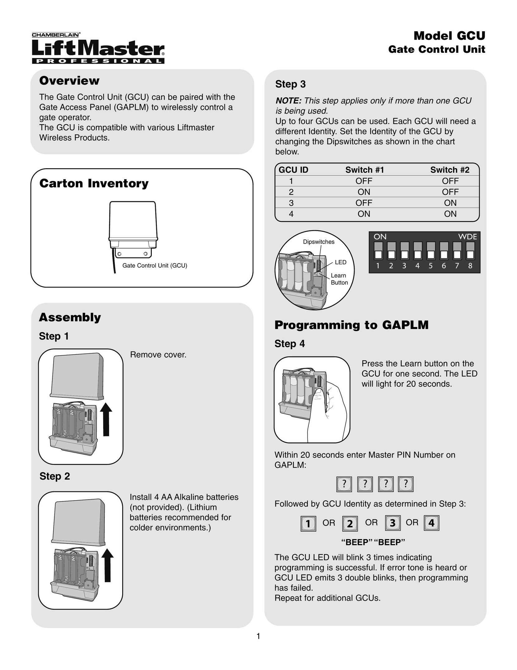 Chamberlain GCU Switch User Manual