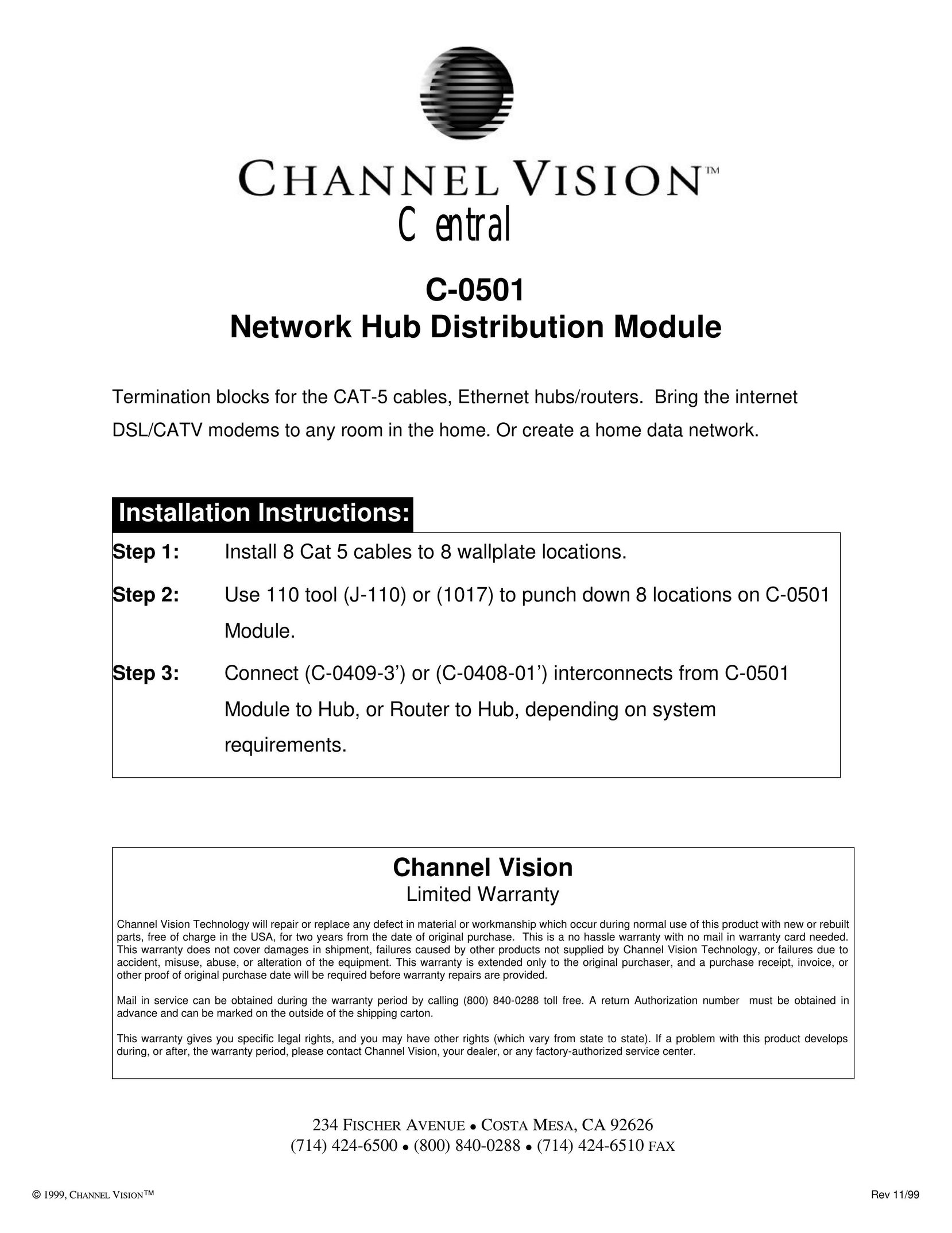 Channel Vision C-0501 Switch User Manual