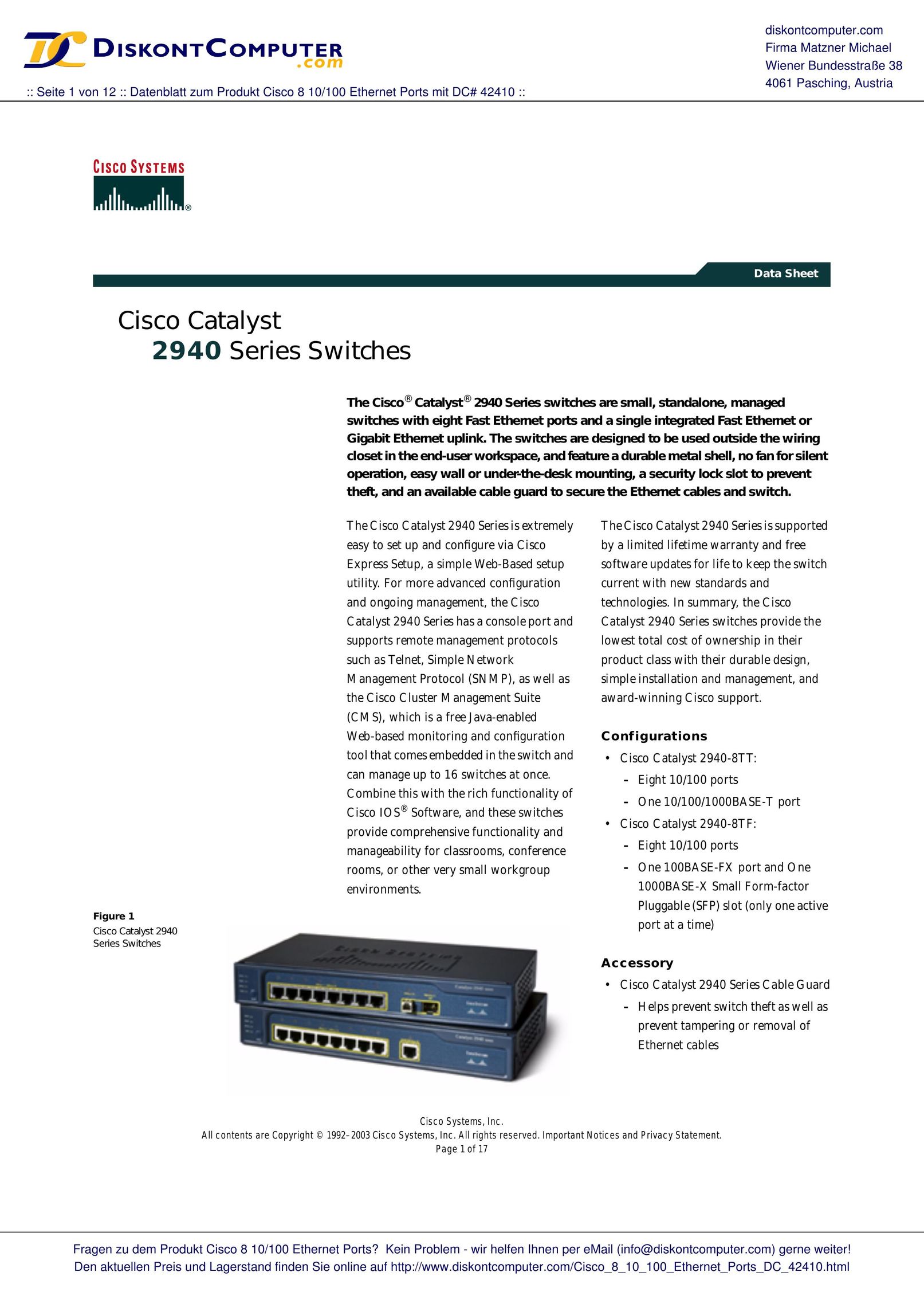 Cisco Systems 2940 Switch User Manual