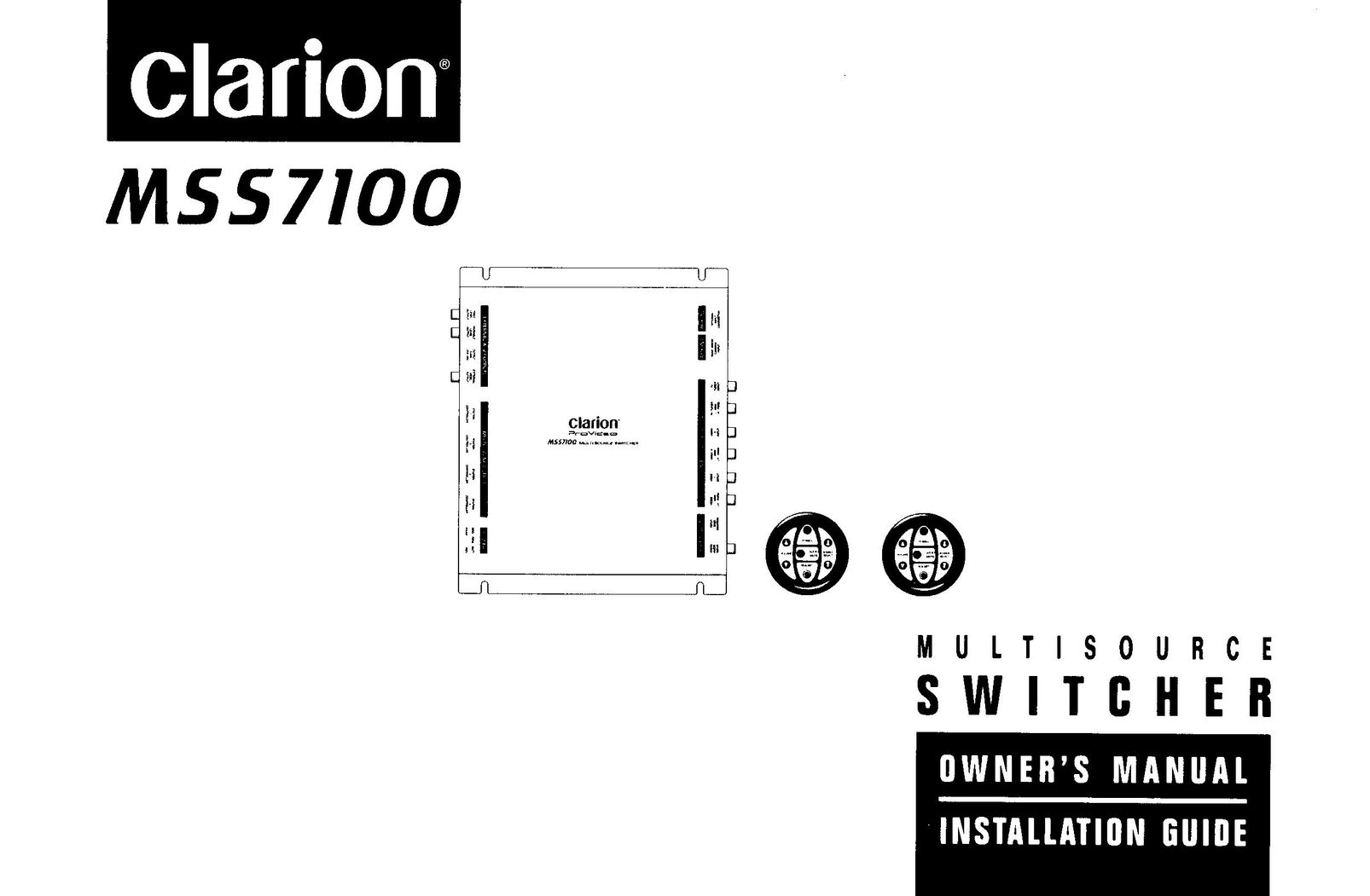 Clarion MSS7100 Switch User Manual