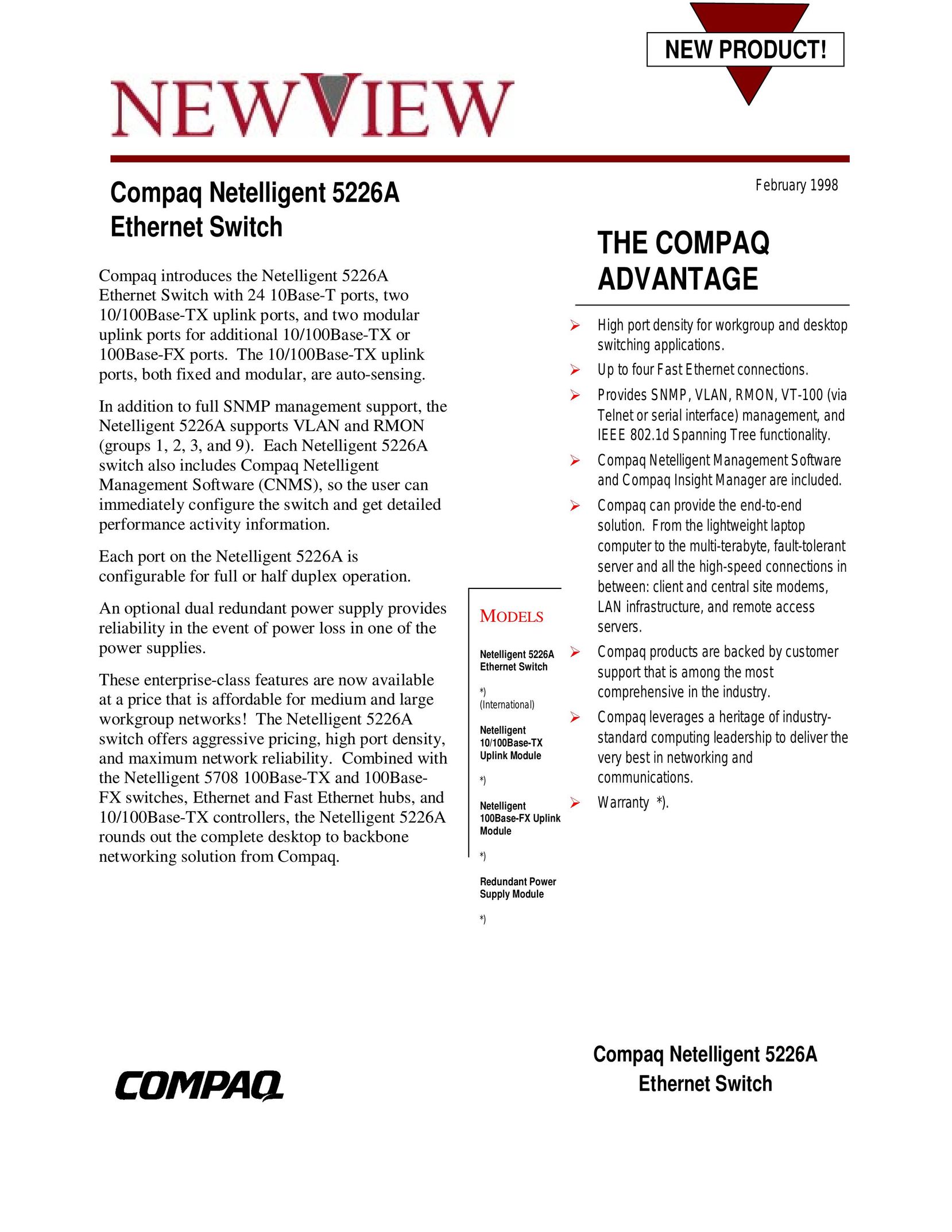 Compaq 5226A Switch User Manual