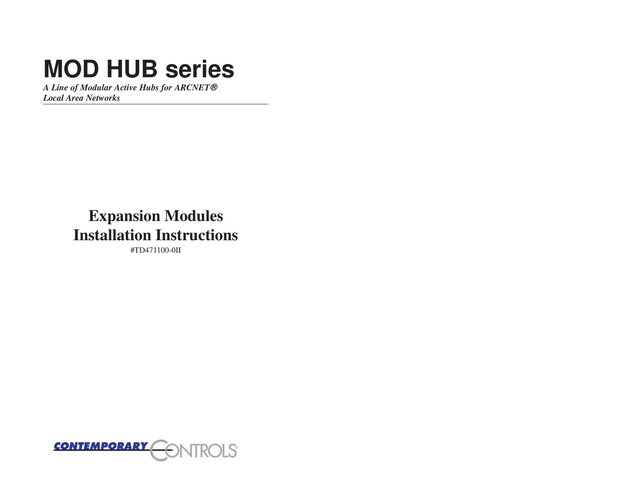 Contemporary Research MOD HUB series Switch User Manual