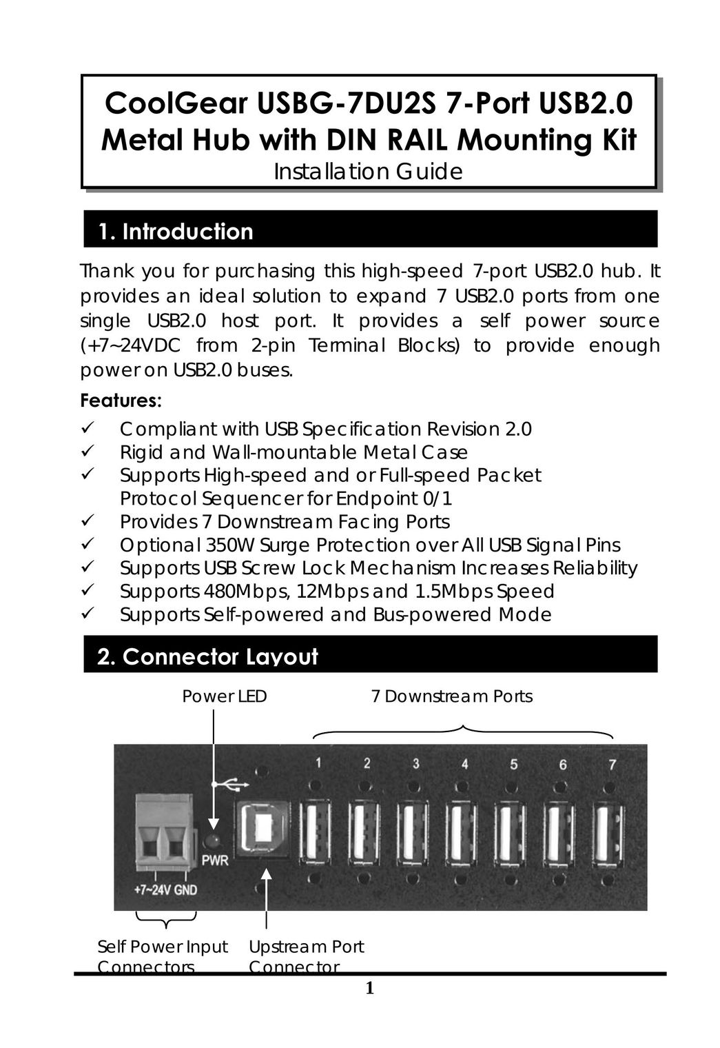 Cool Gear USBG-7DU2S Switch User Manual