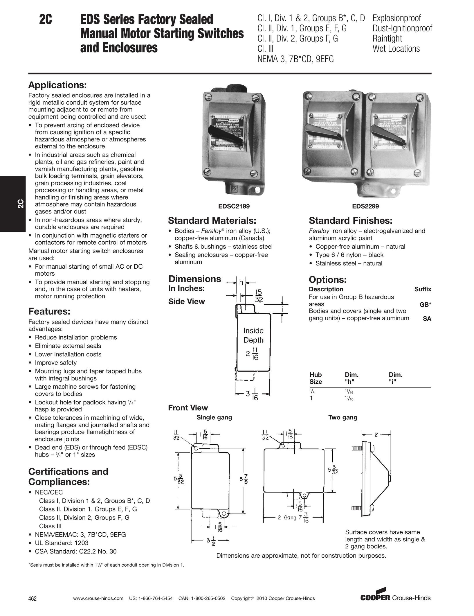 Cooper Bussmann EDSC2199 Switch User Manual