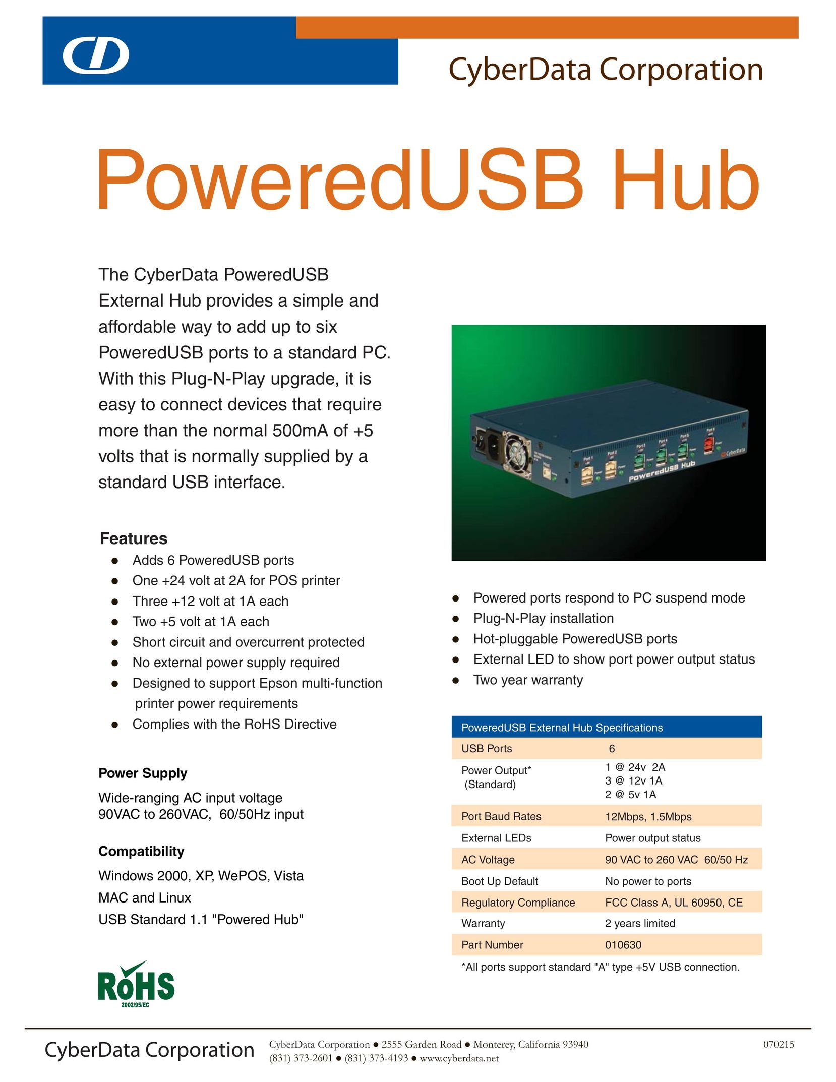 CyberData PoweredUSB Hub Switch User Manual