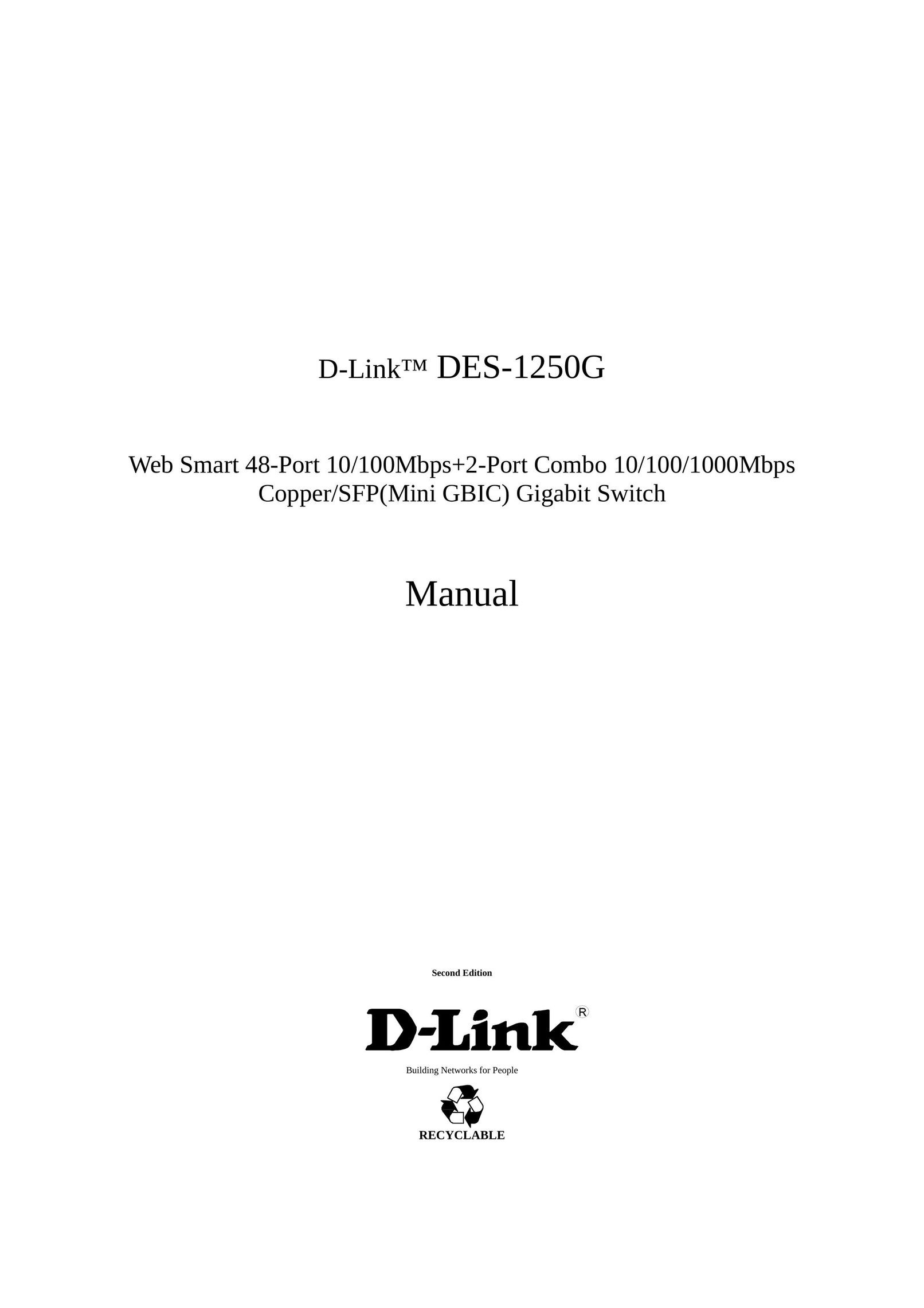 D-Link DES-1250G Switch User Manual