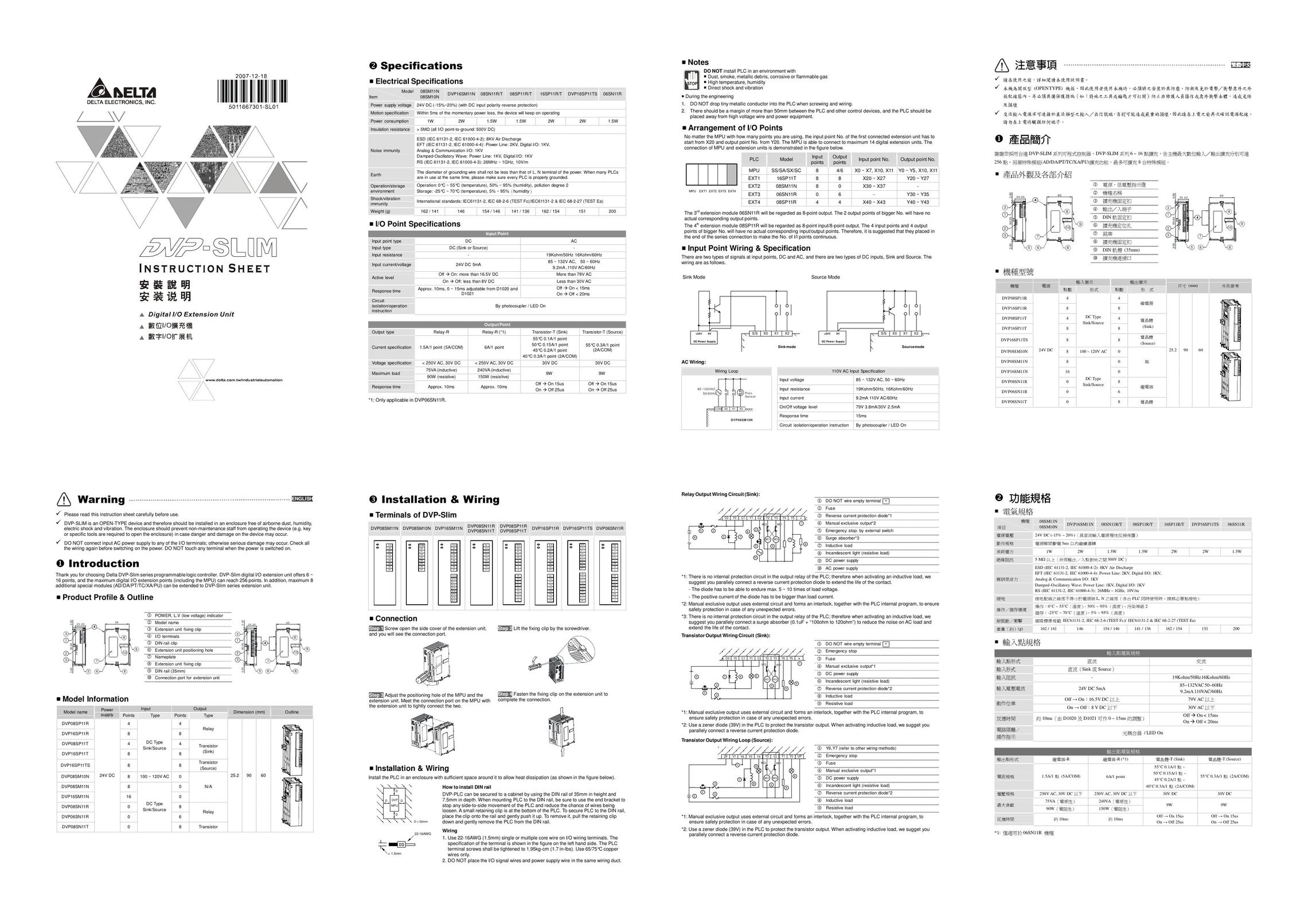 Delta Electronics DVP-Slim Switch User Manual