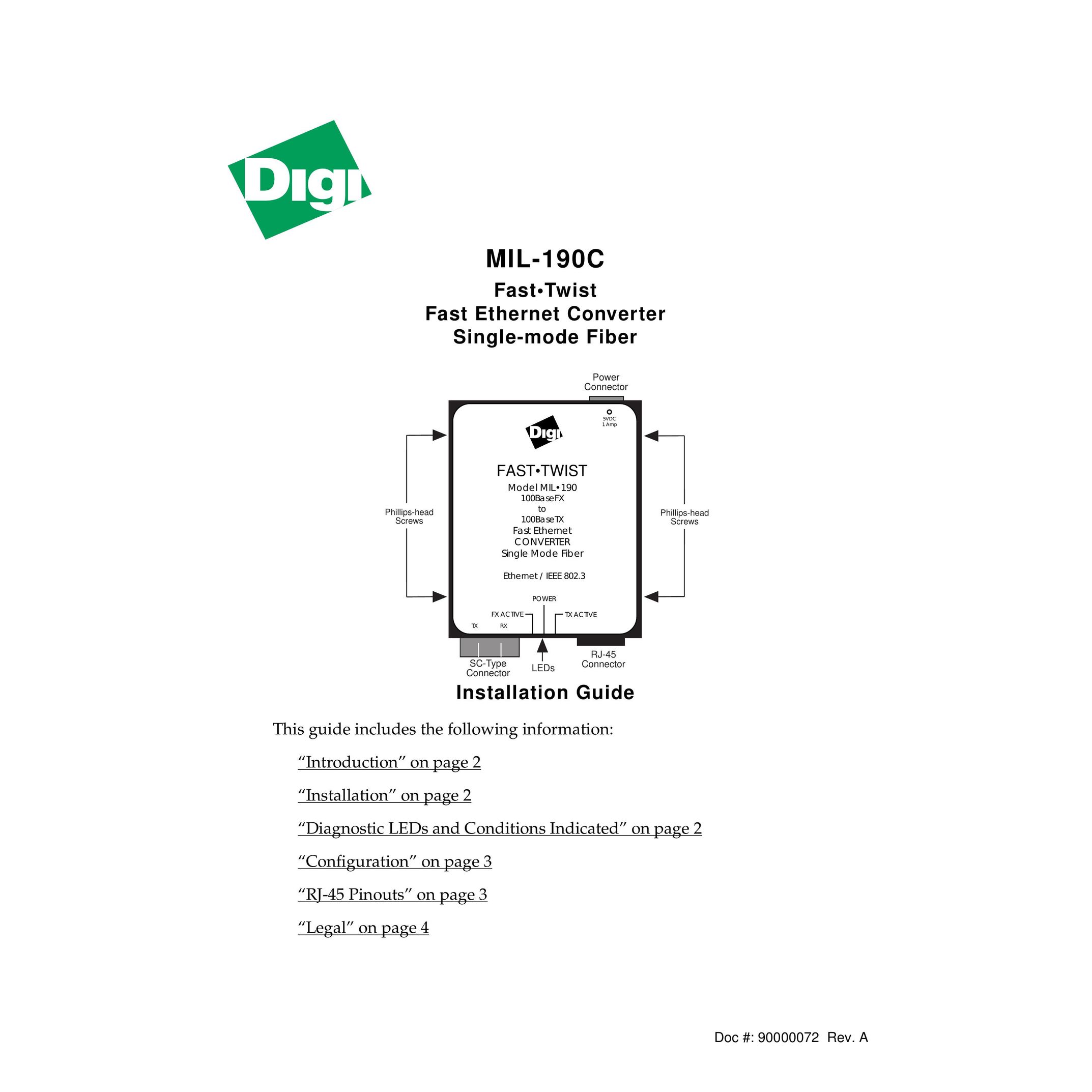 Digi MIL-190C Switch User Manual