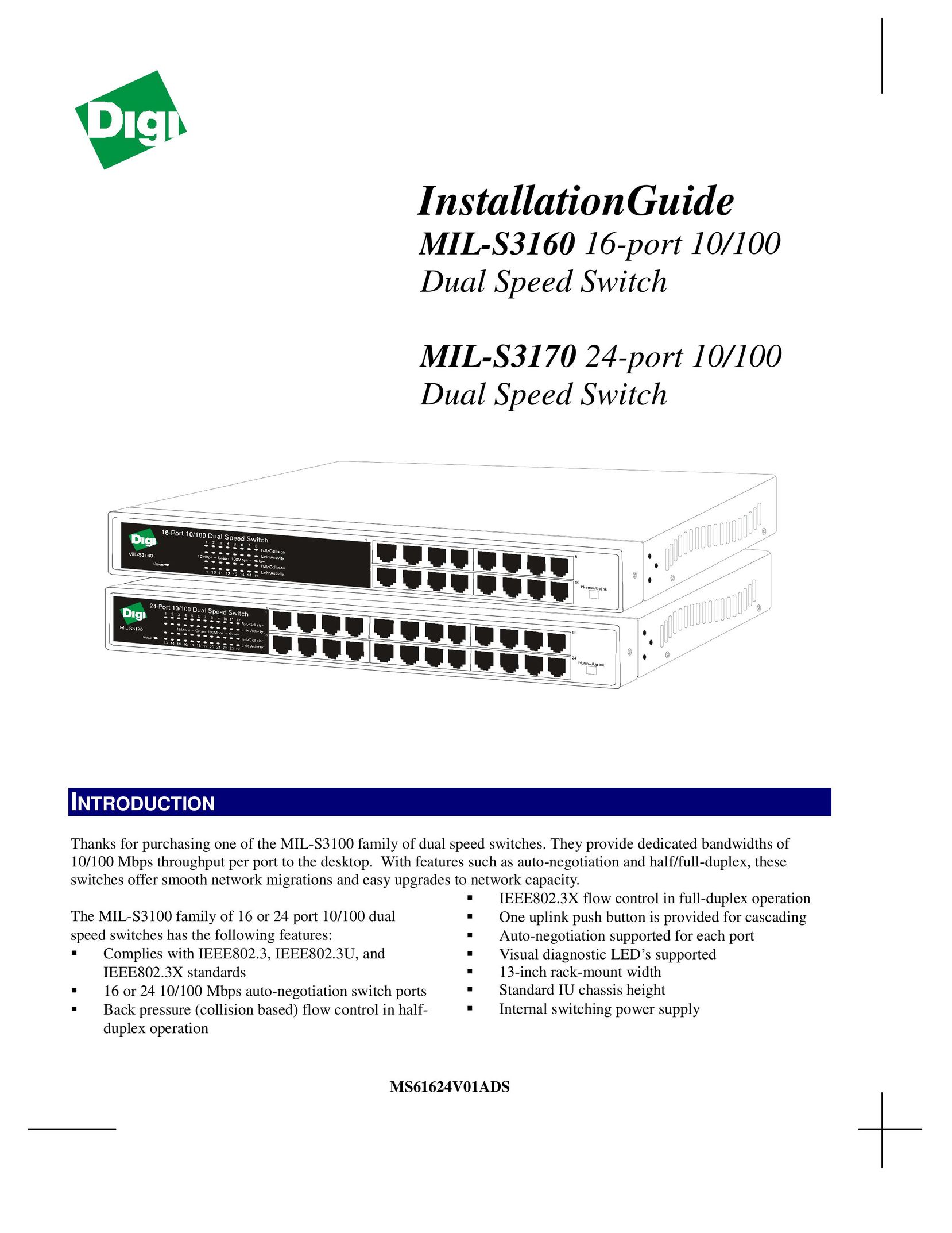 Digi MIL-S3160 Switch User Manual