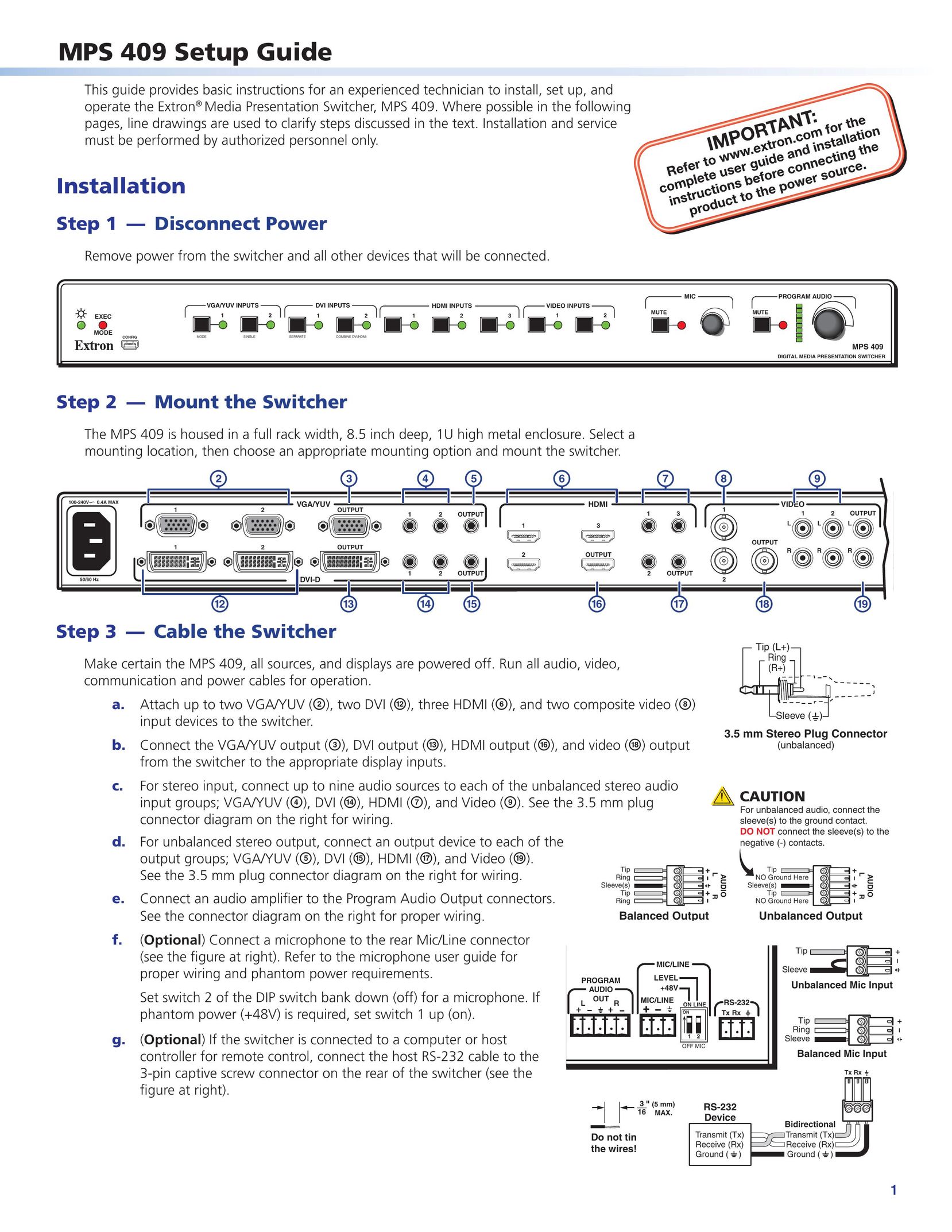 Digital Media MPS409 Switch User Manual