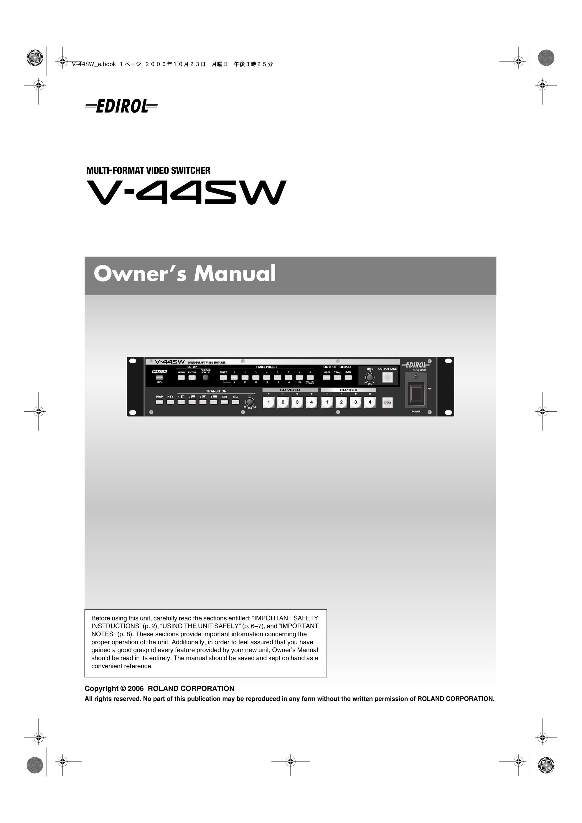 Edirol V-44SW E1 Switch User Manual