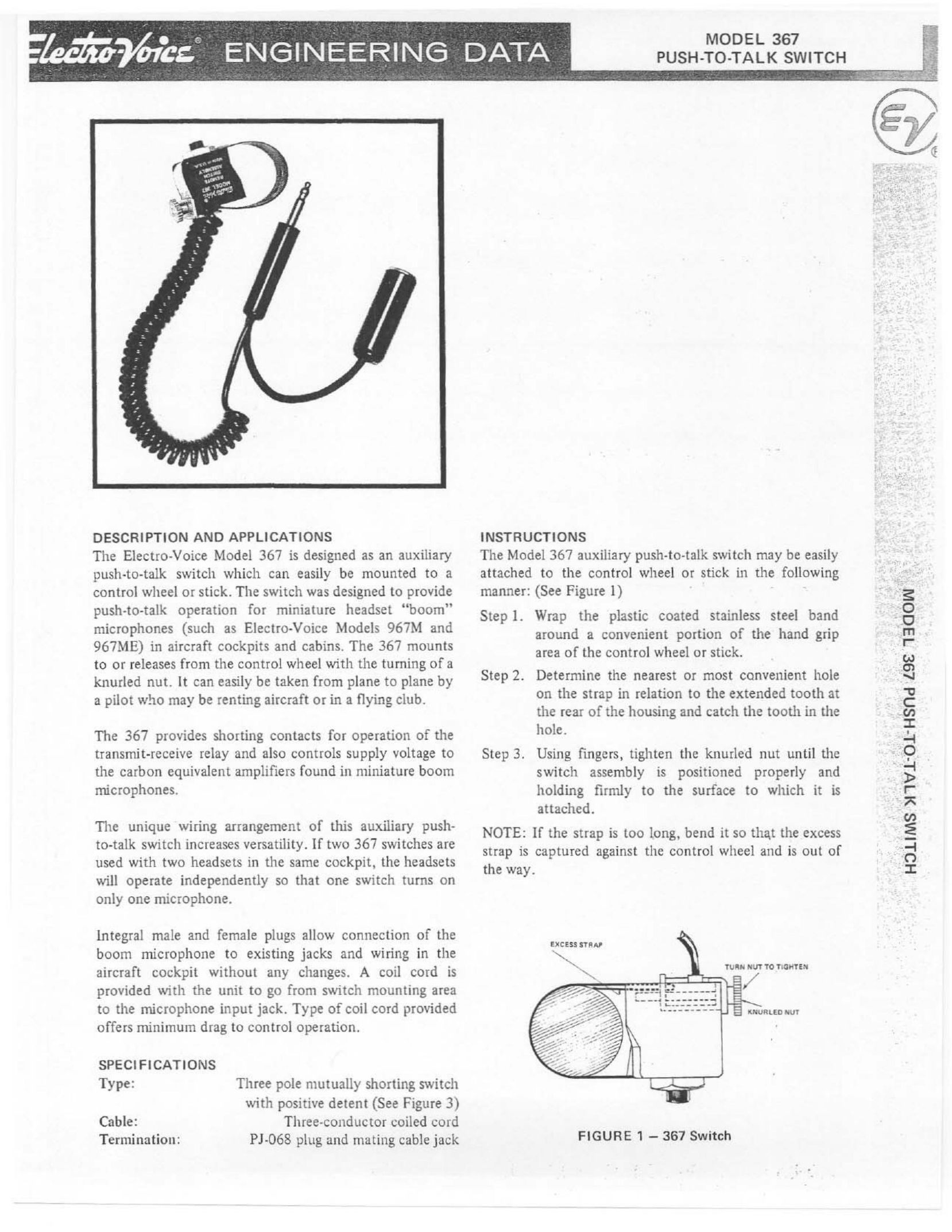 Electro-Voice 367 Switch User Manual