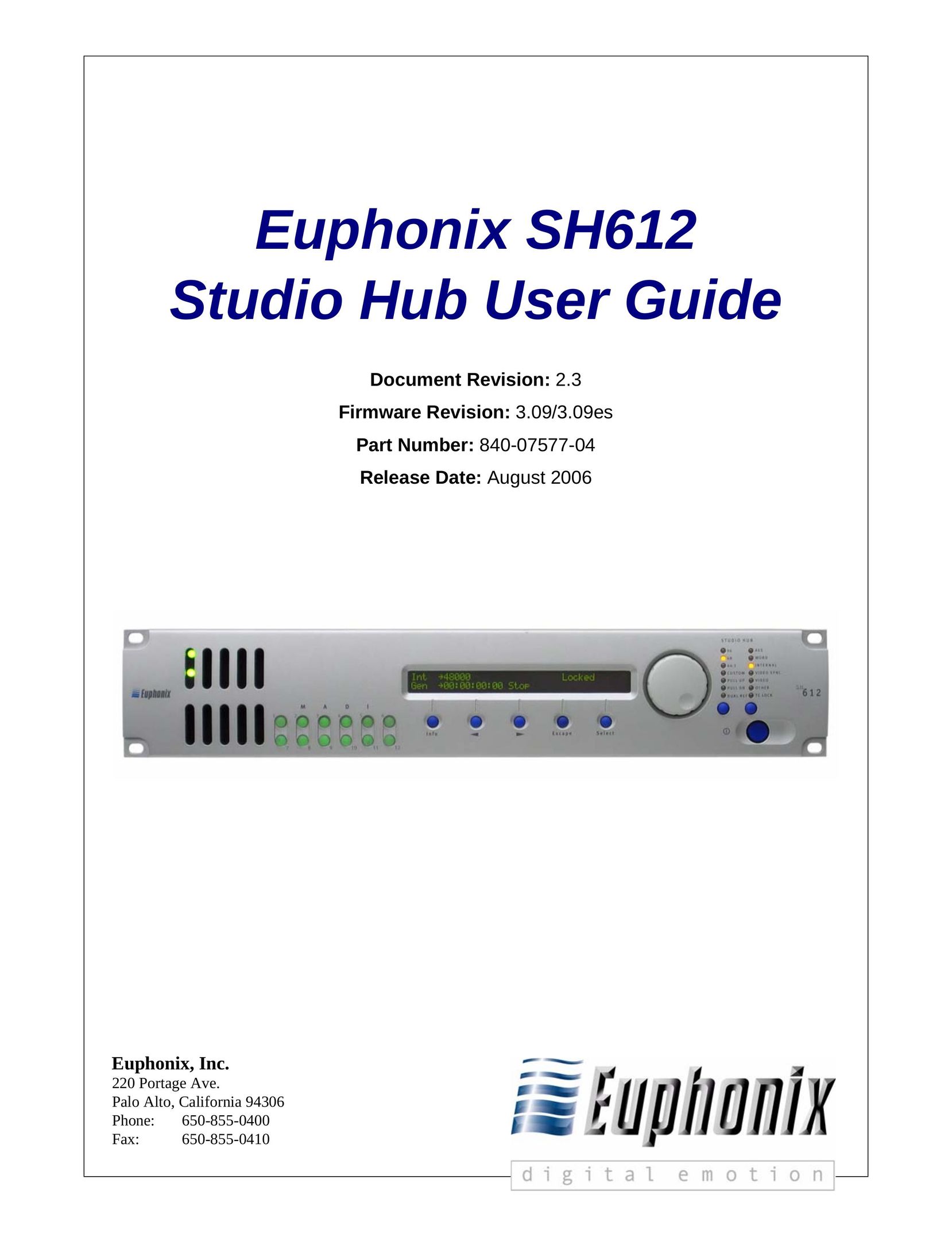 Euphonix SH612 Switch User Manual