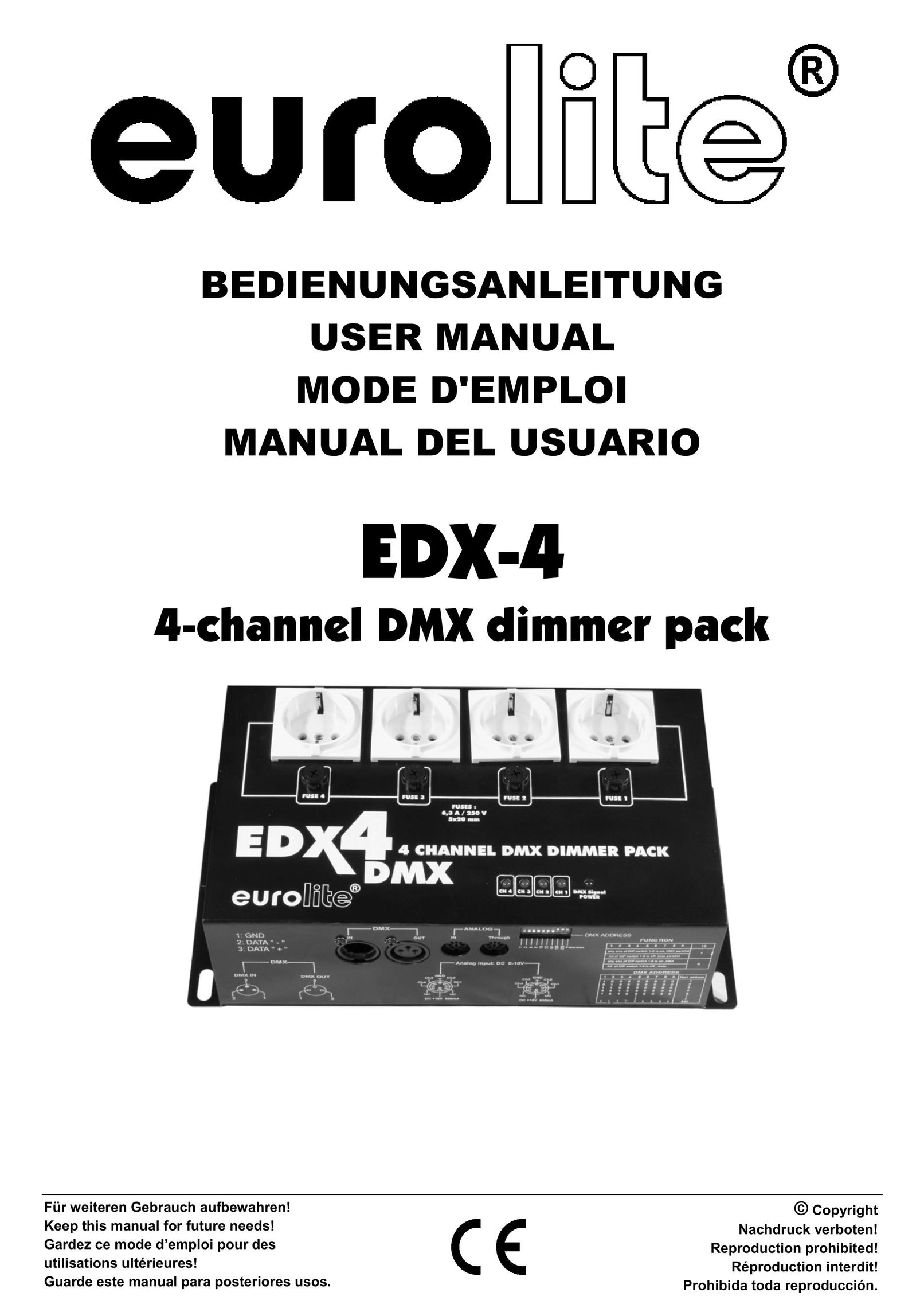 EuroLite Cases 4-channel DMX dimmer pack Switch User Manual