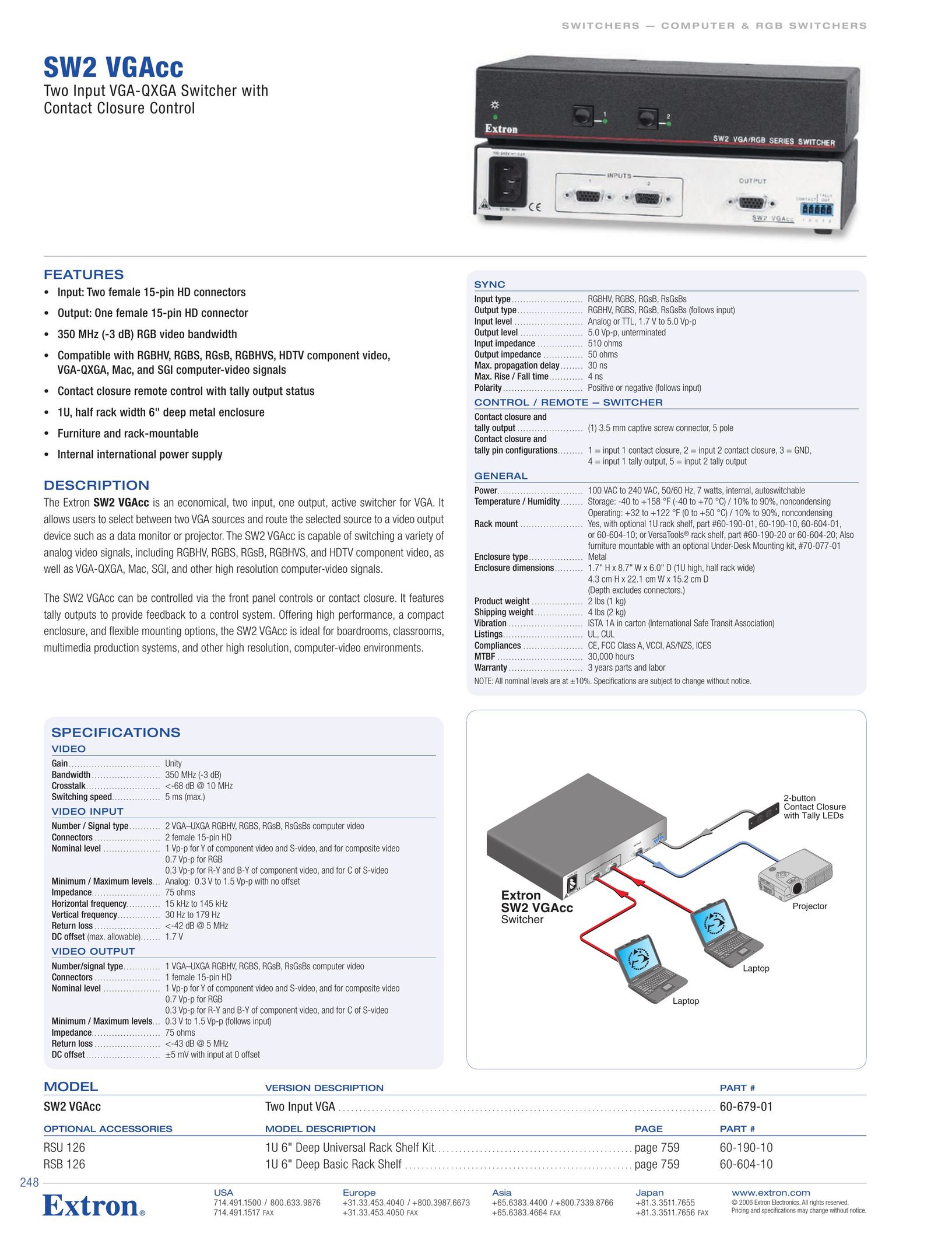 Extron electronic 2 VGAcc Switch User Manual