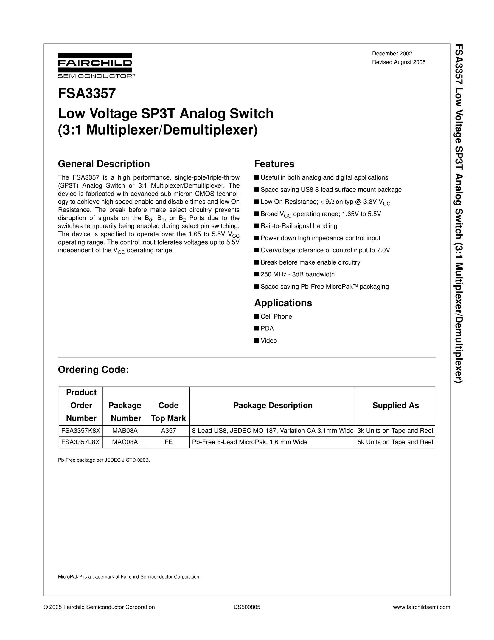 Fairchild FSA3357 Switch User Manual