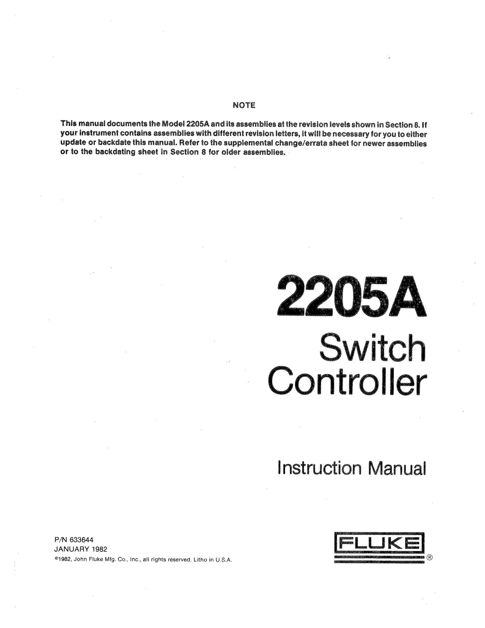 Fluke 2205A Switch User Manual