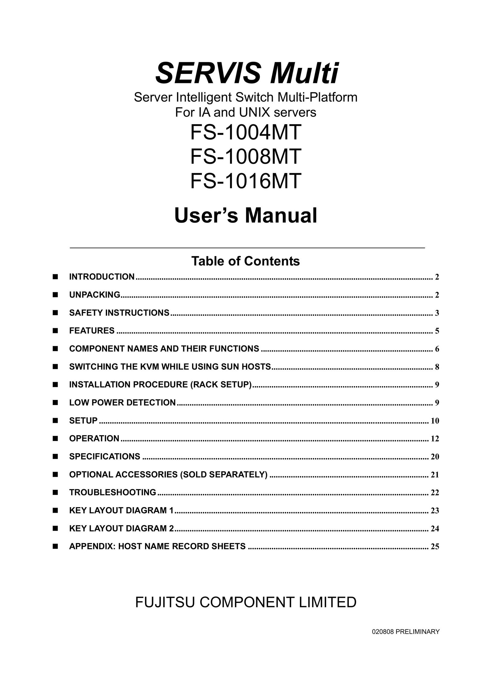 Fujitsu FS-1016MT Switch User Manual