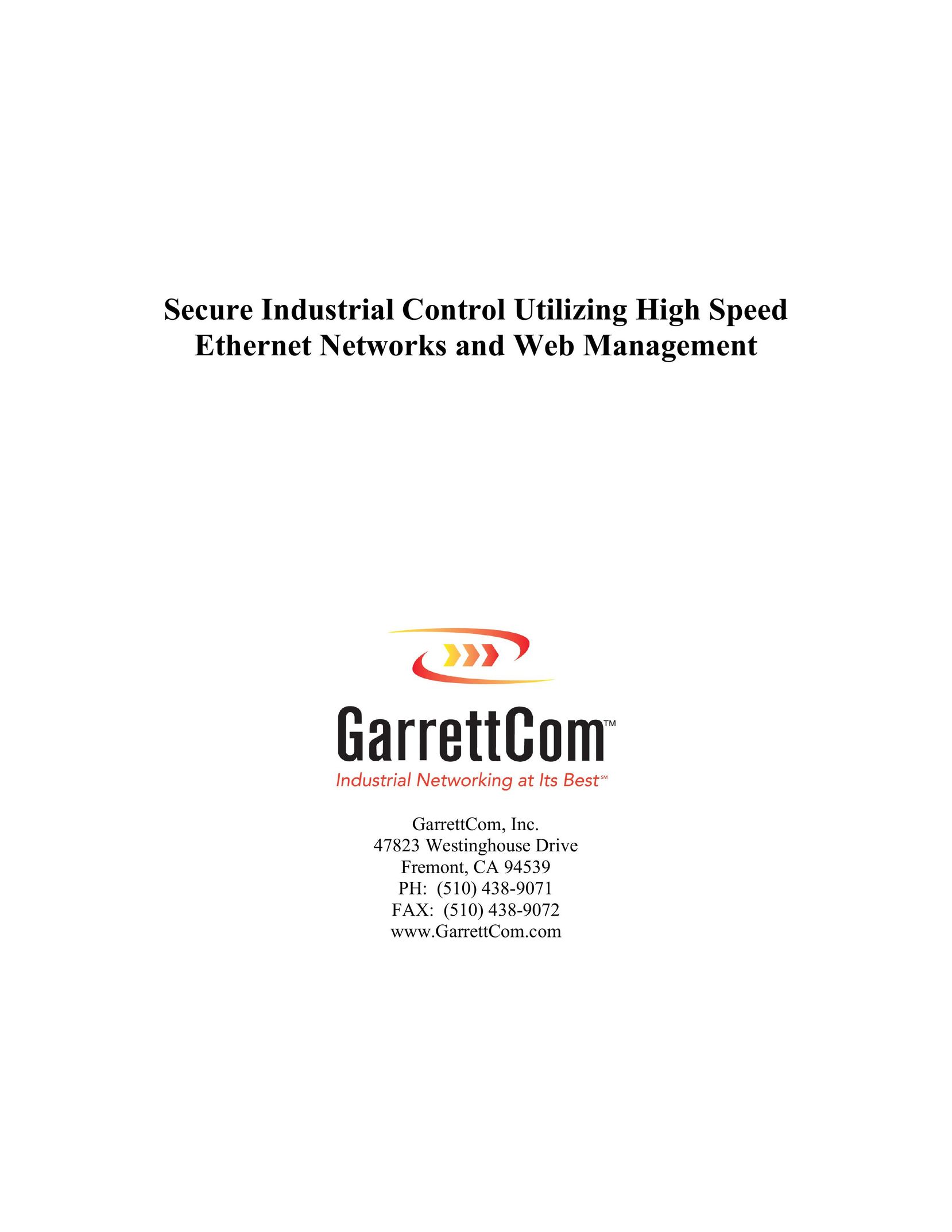 GarrettCom Ethernet Networks and Web Management Switch User Manual