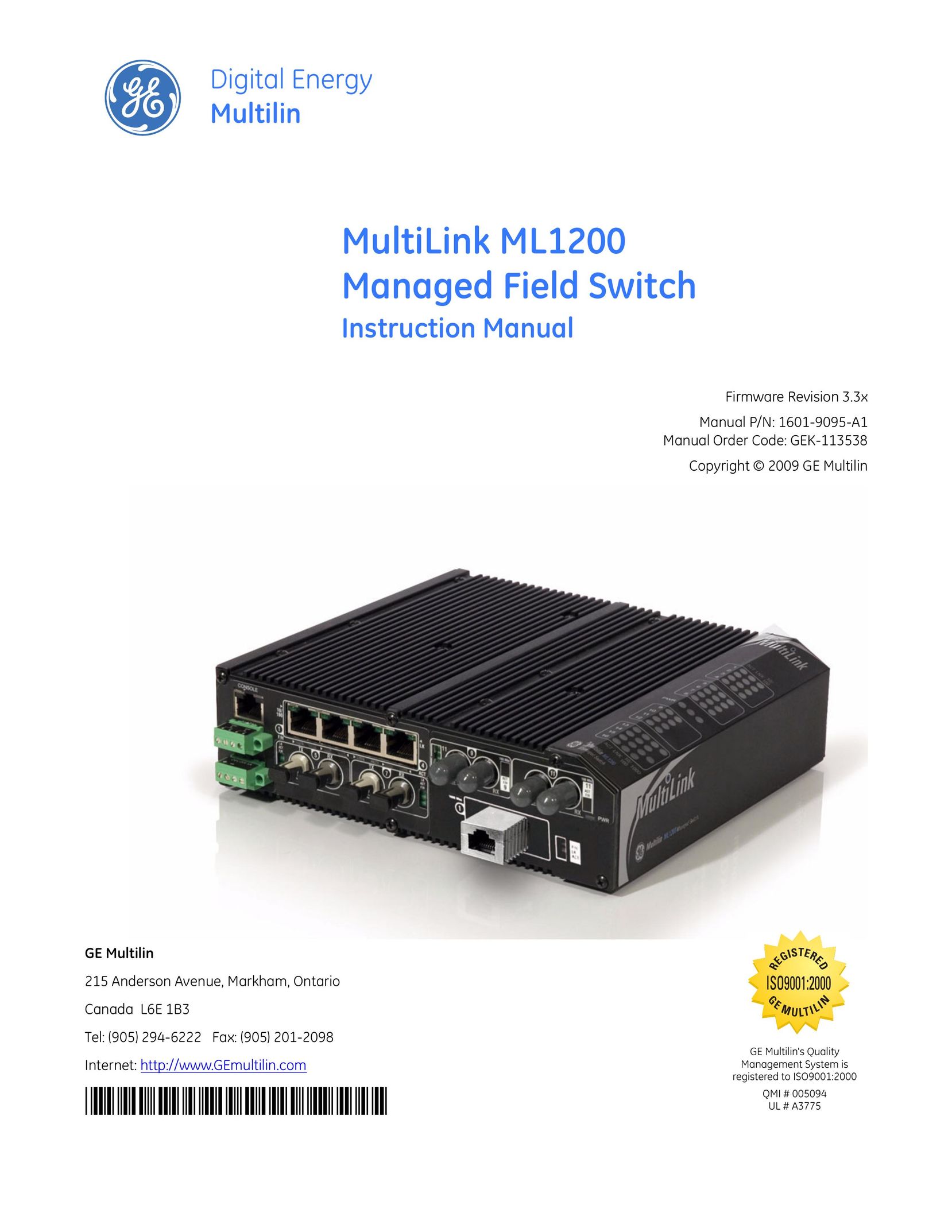 GE ML1200 Switch User Manual