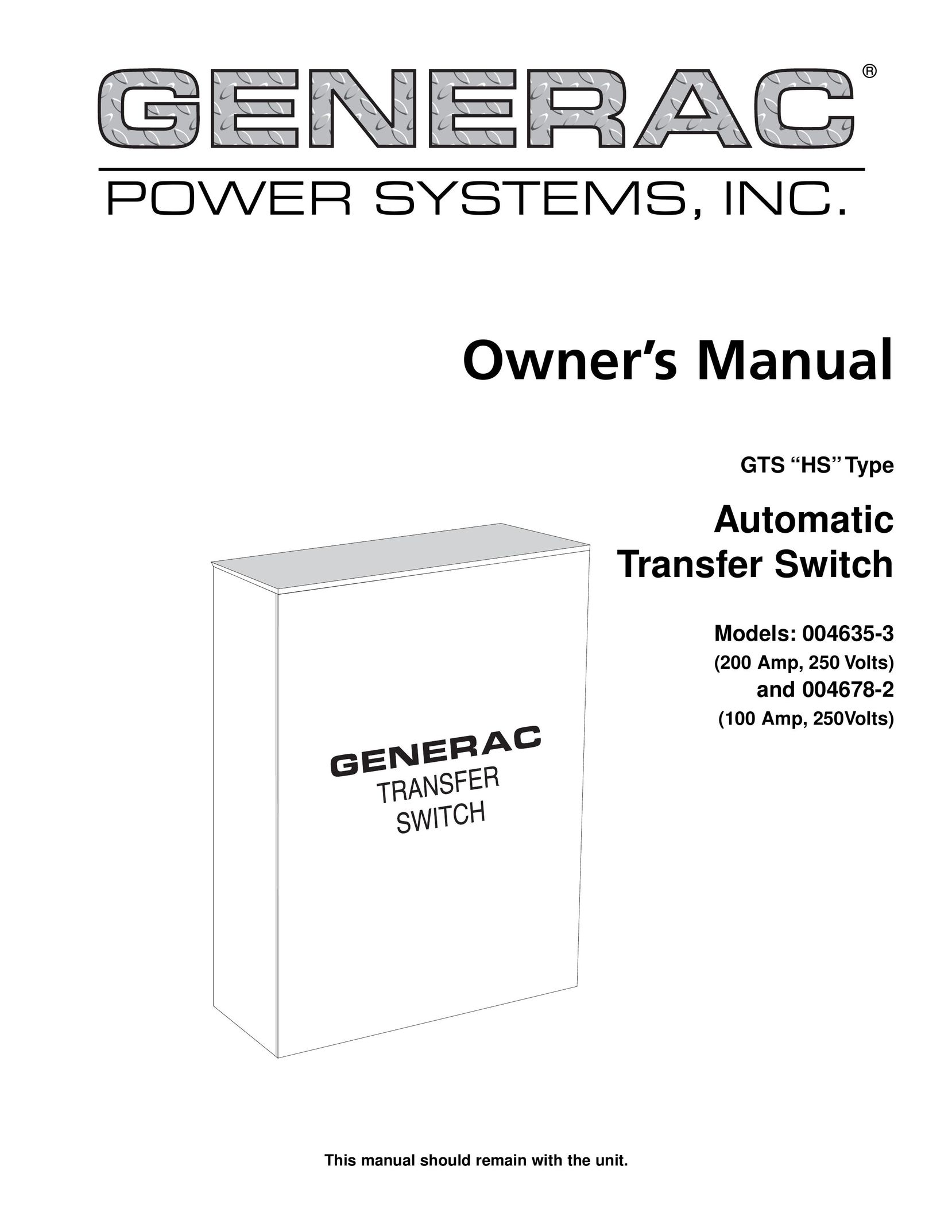 Generac 004635-3 Switch User Manual