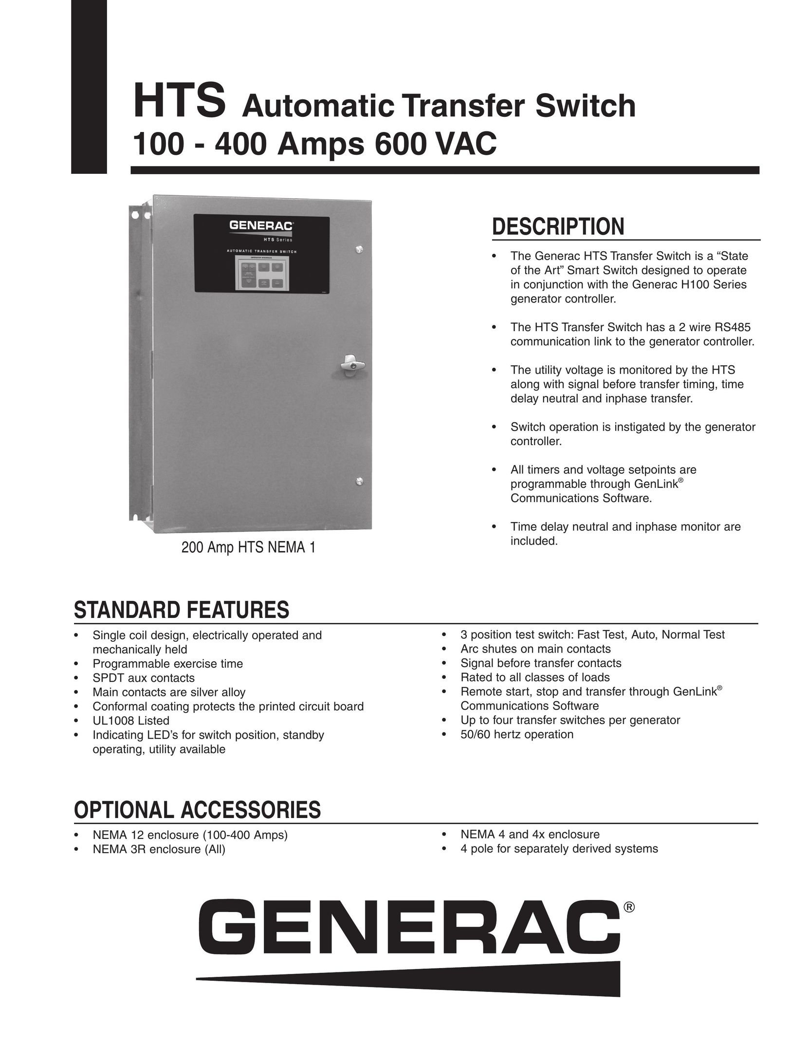 Generac HTSN400K3	 Switch User Manual