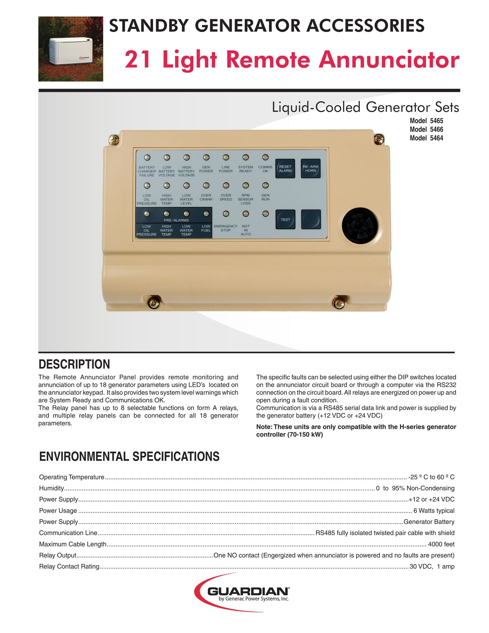 Generac Power Systems 5464 Switch User Manual