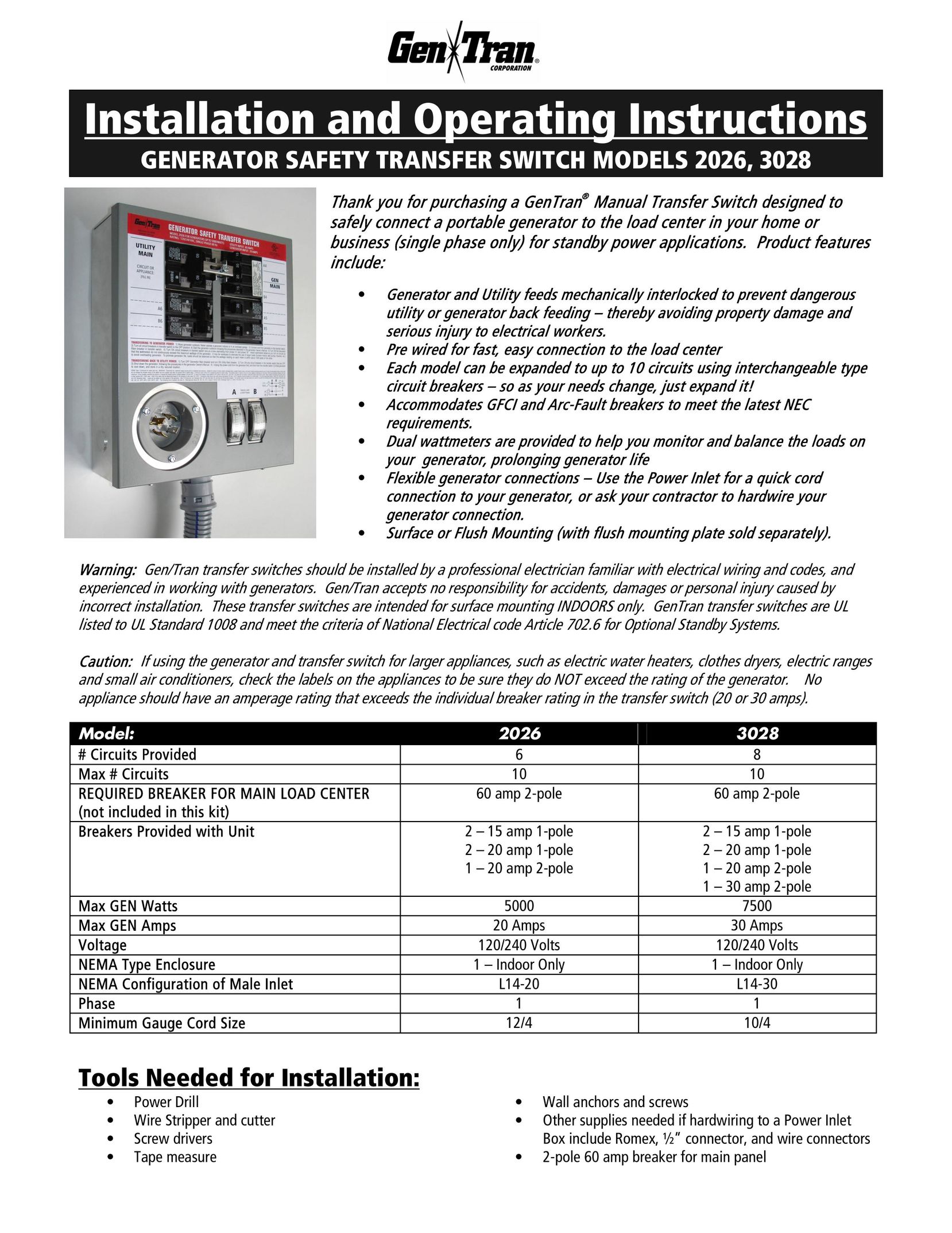 GenTran 3028 Switch User Manual