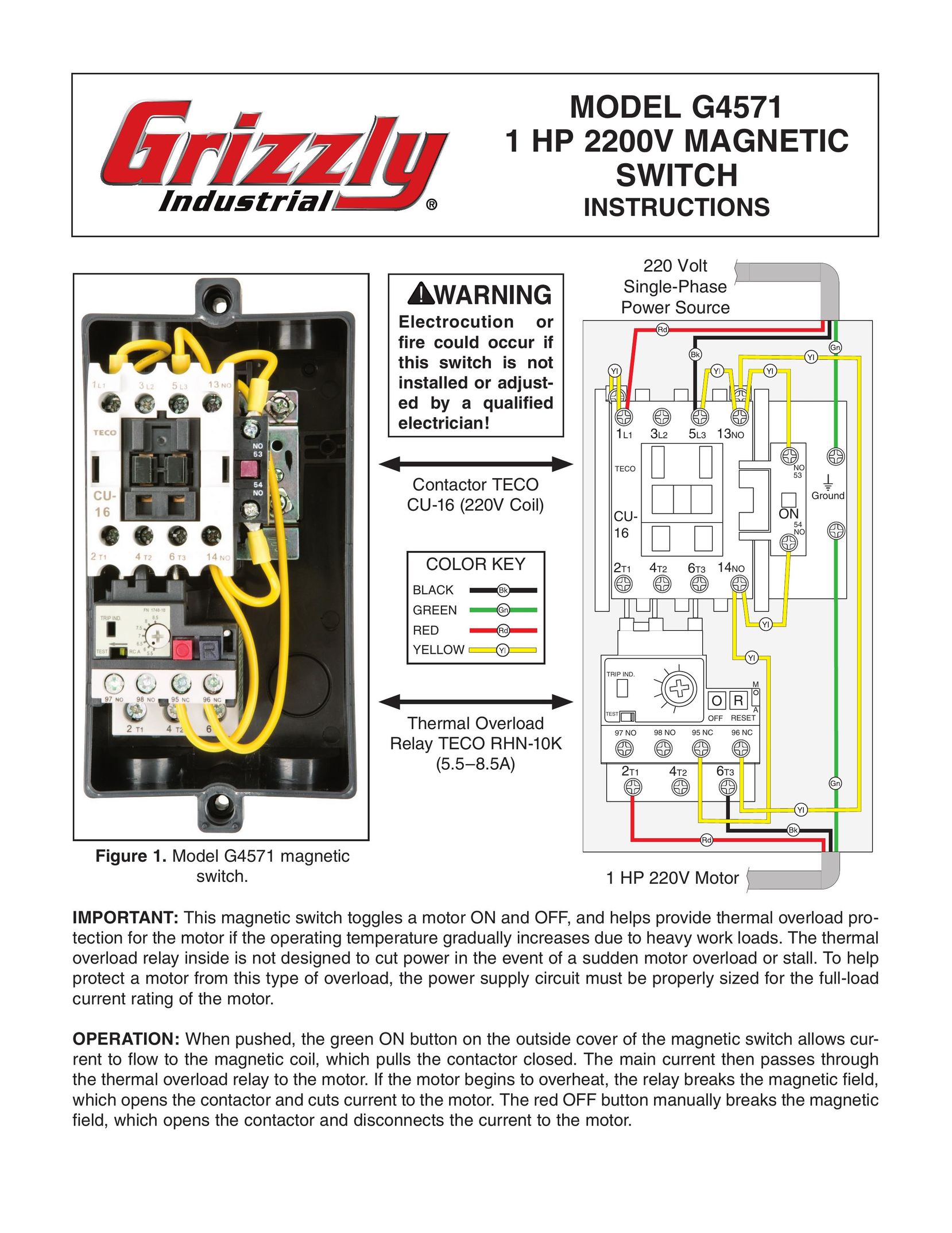Grizzly G4571 Switch User Manual