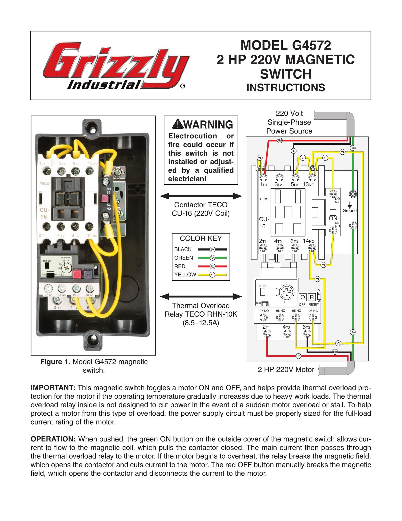Grizzly G4572 Switch User Manual