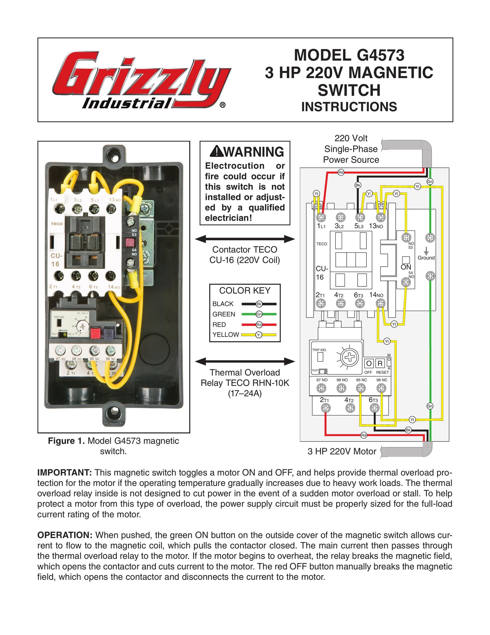 Grizzly G4573 Switch User Manual