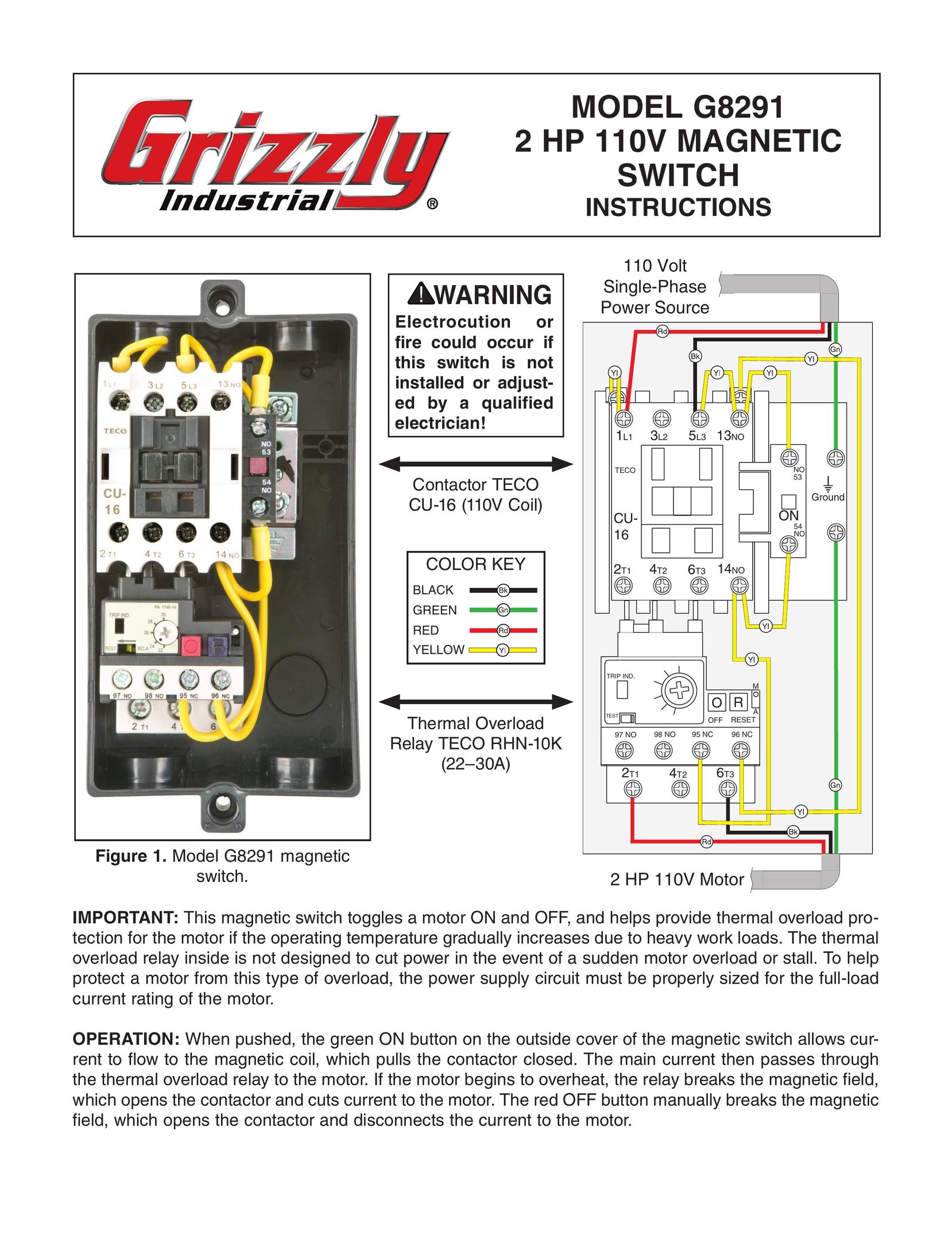 Grizzly G8291 Switch User Manual