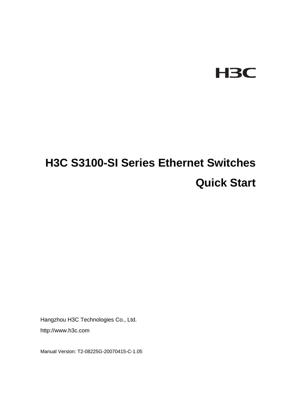 Hangzhou Hechang Trading S3100-SI Switch User Manual