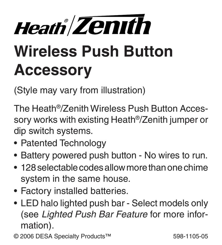 Heath Zenith 598-1105-05 Switch User Manual